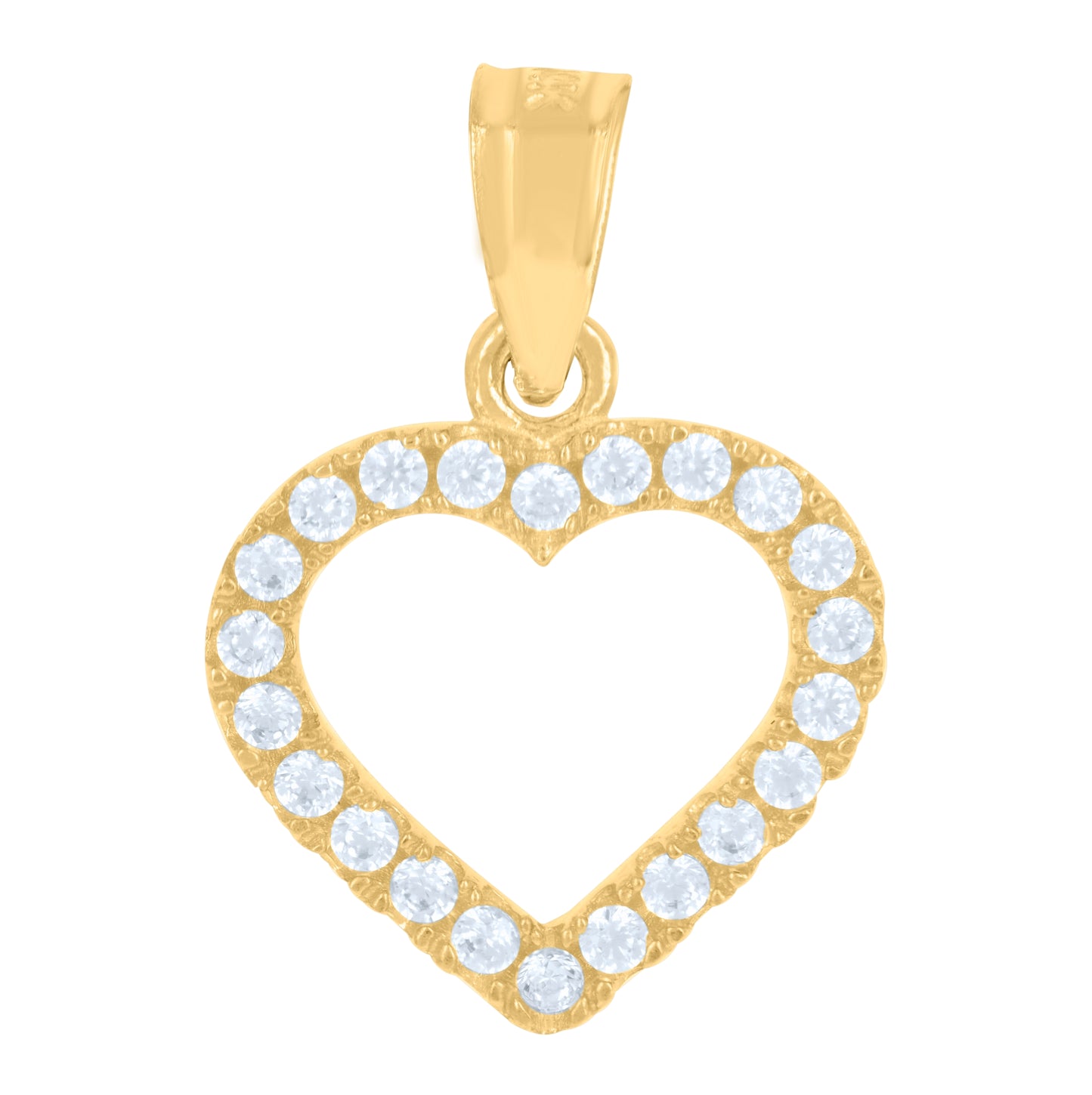14K Yellow Gold Womens Cubic-Zirconia Heart Ht:18Mm Pendant Charm