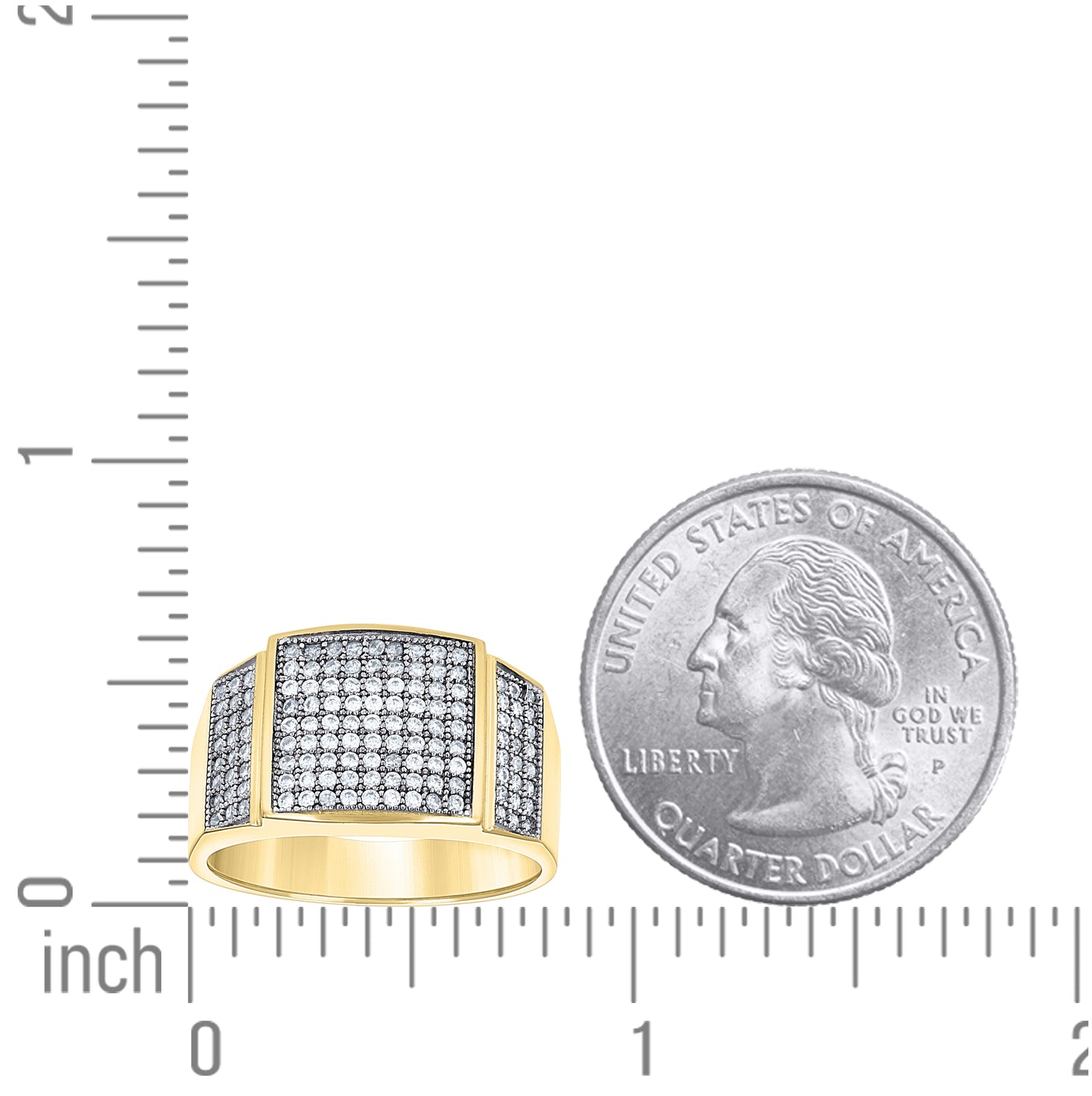 14K Two-tone Gold Mens Cubic Zirconia Cluster Square Head Ring