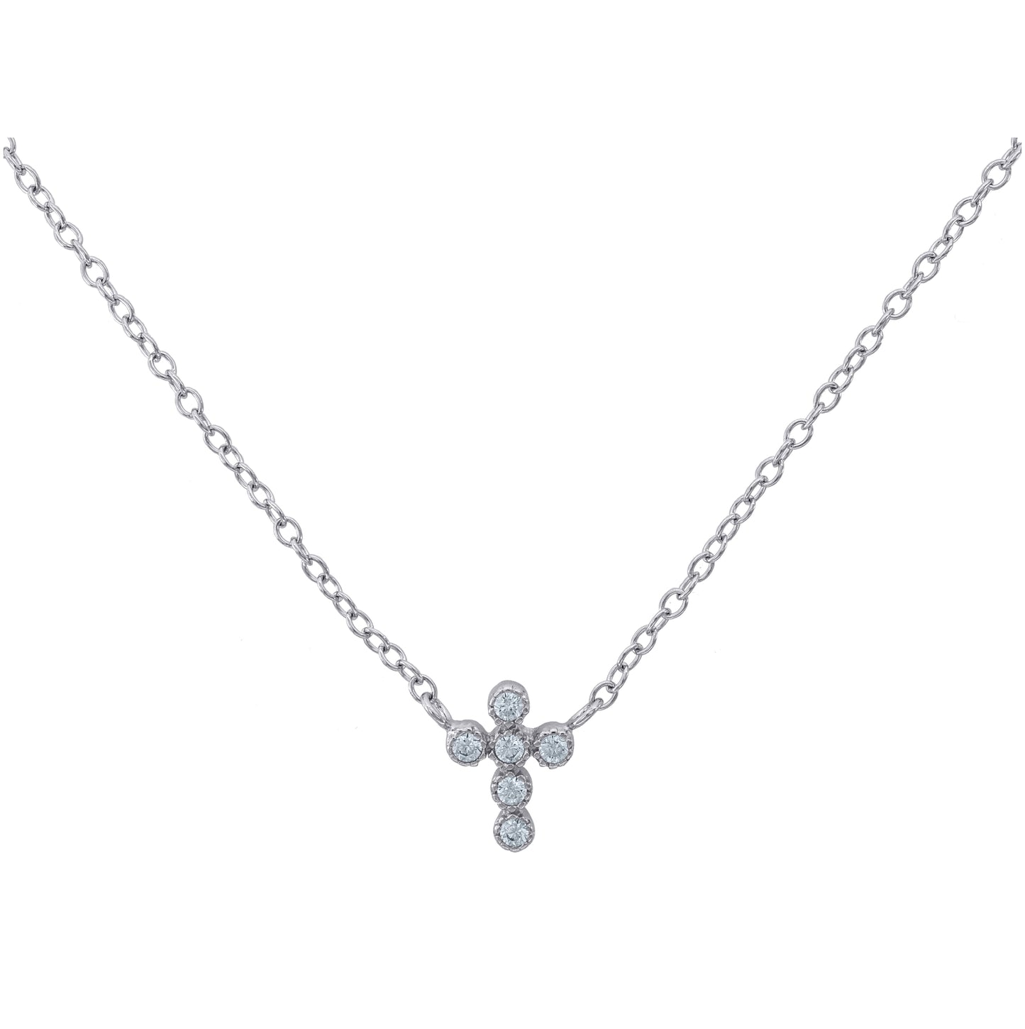 Sterling Silver Women Cubic Zirconia Cross Earrings Necklace Set