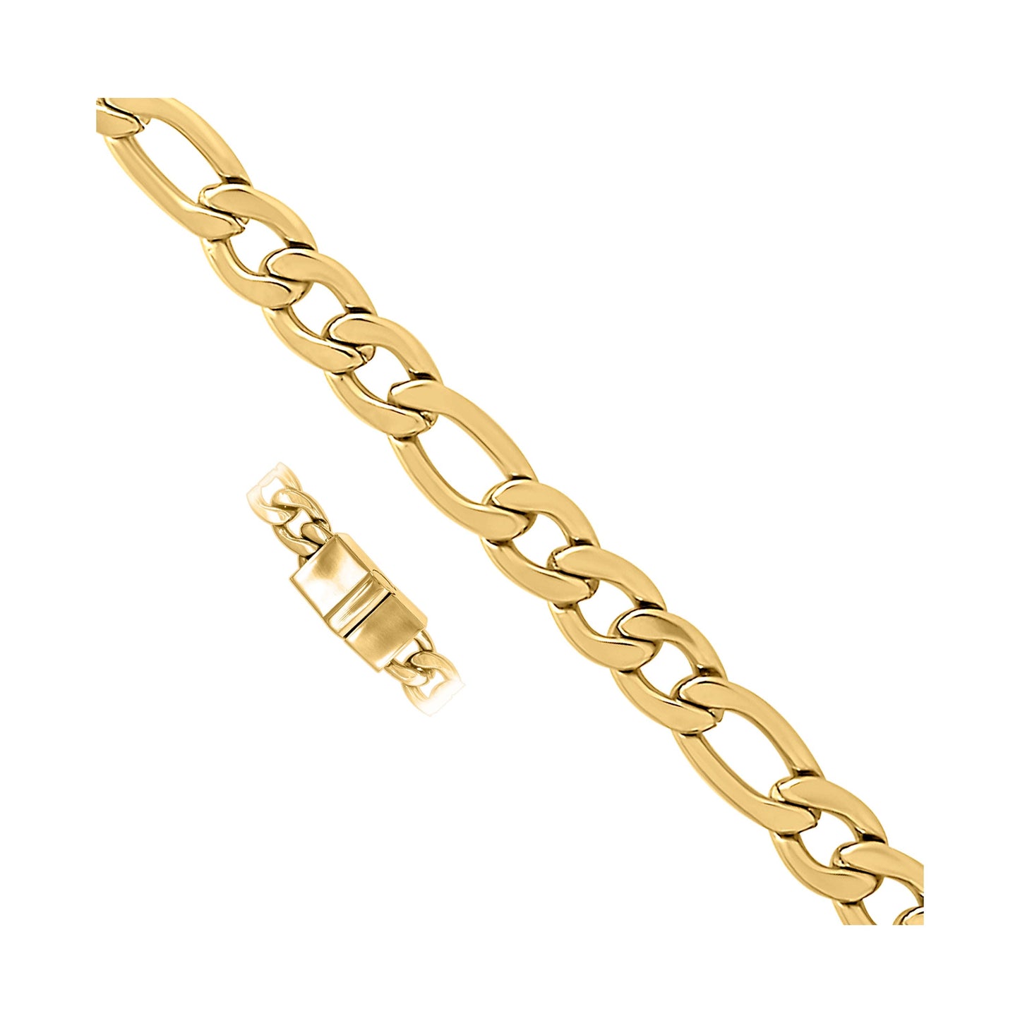 Stainless Steel Or Yellow Tone Unisex Figaro Fashion Link Bracelet