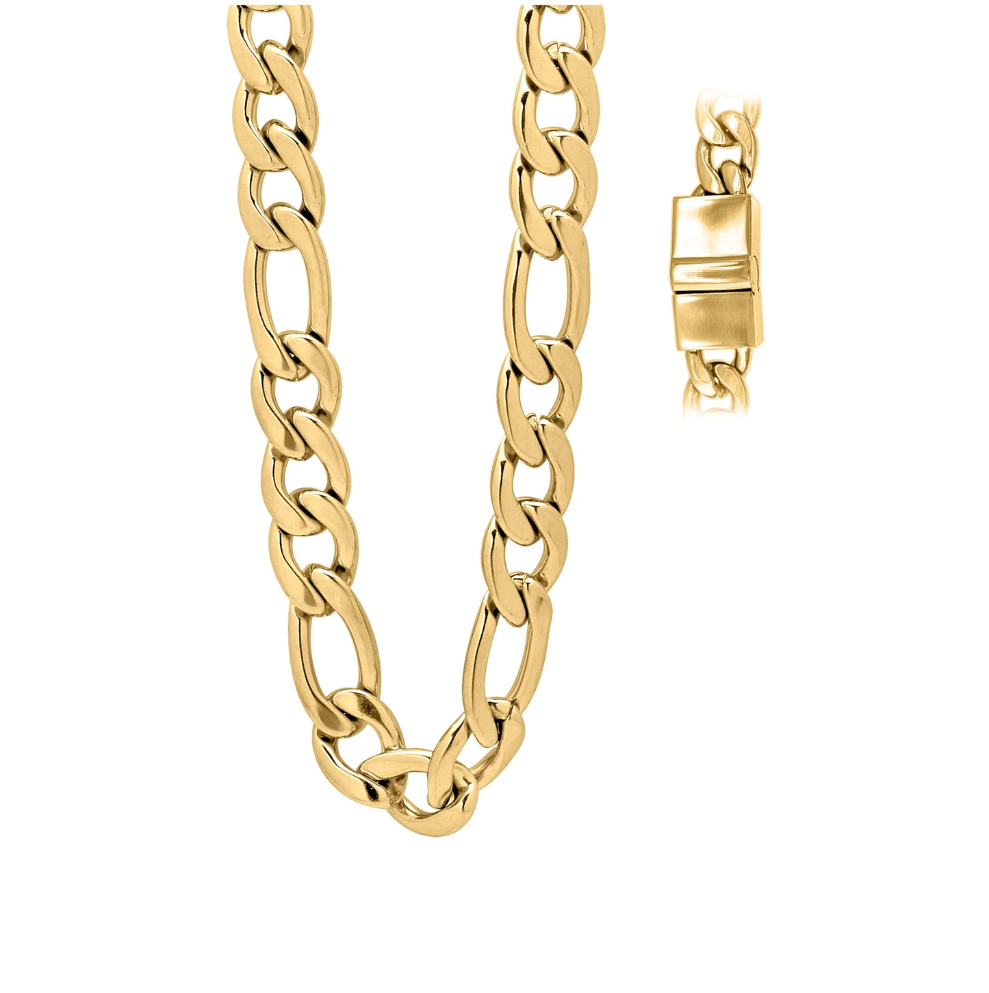Stainless Steel Or Yellow-Tone Unisex 24-30 Inches Figaro Fashion Link Chain Necklace