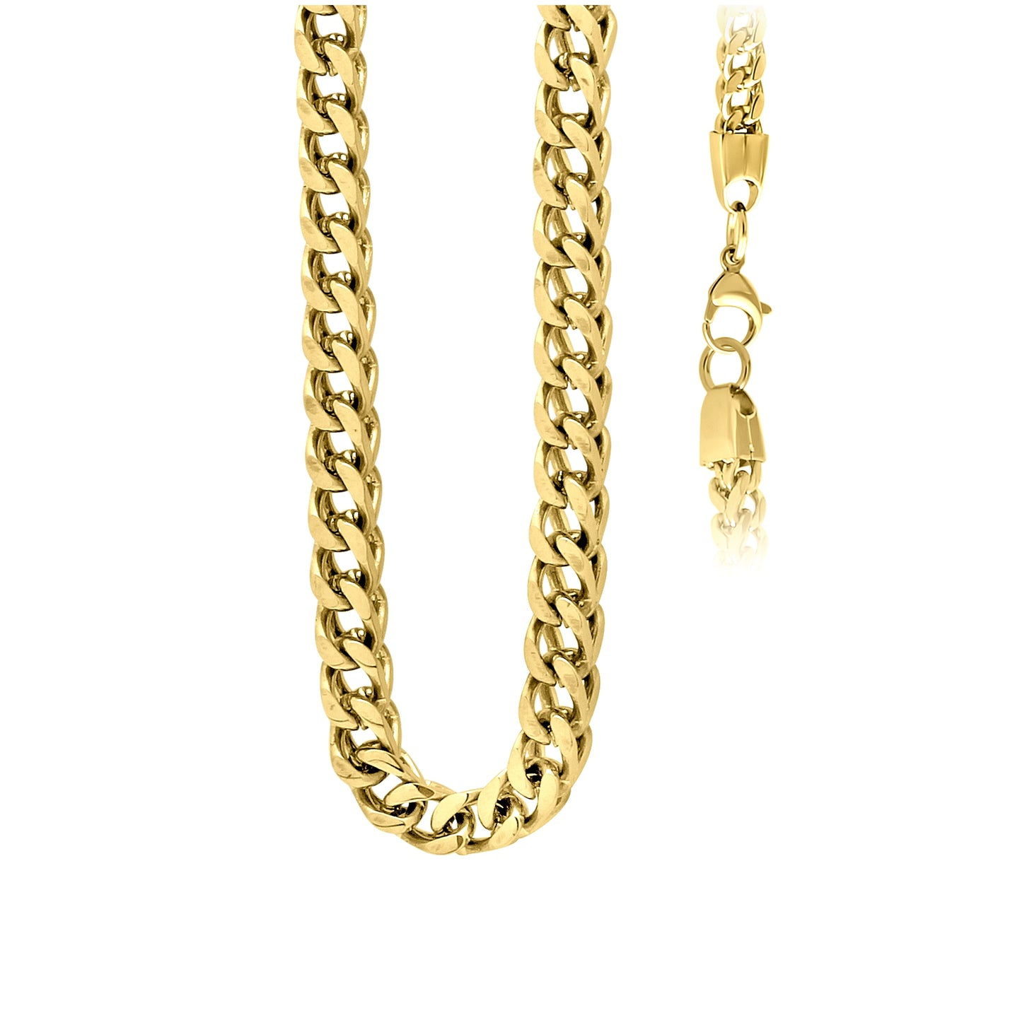 Stainless Steel Or Yellow-Tone Unisex Franco Fashion Chain Necklace