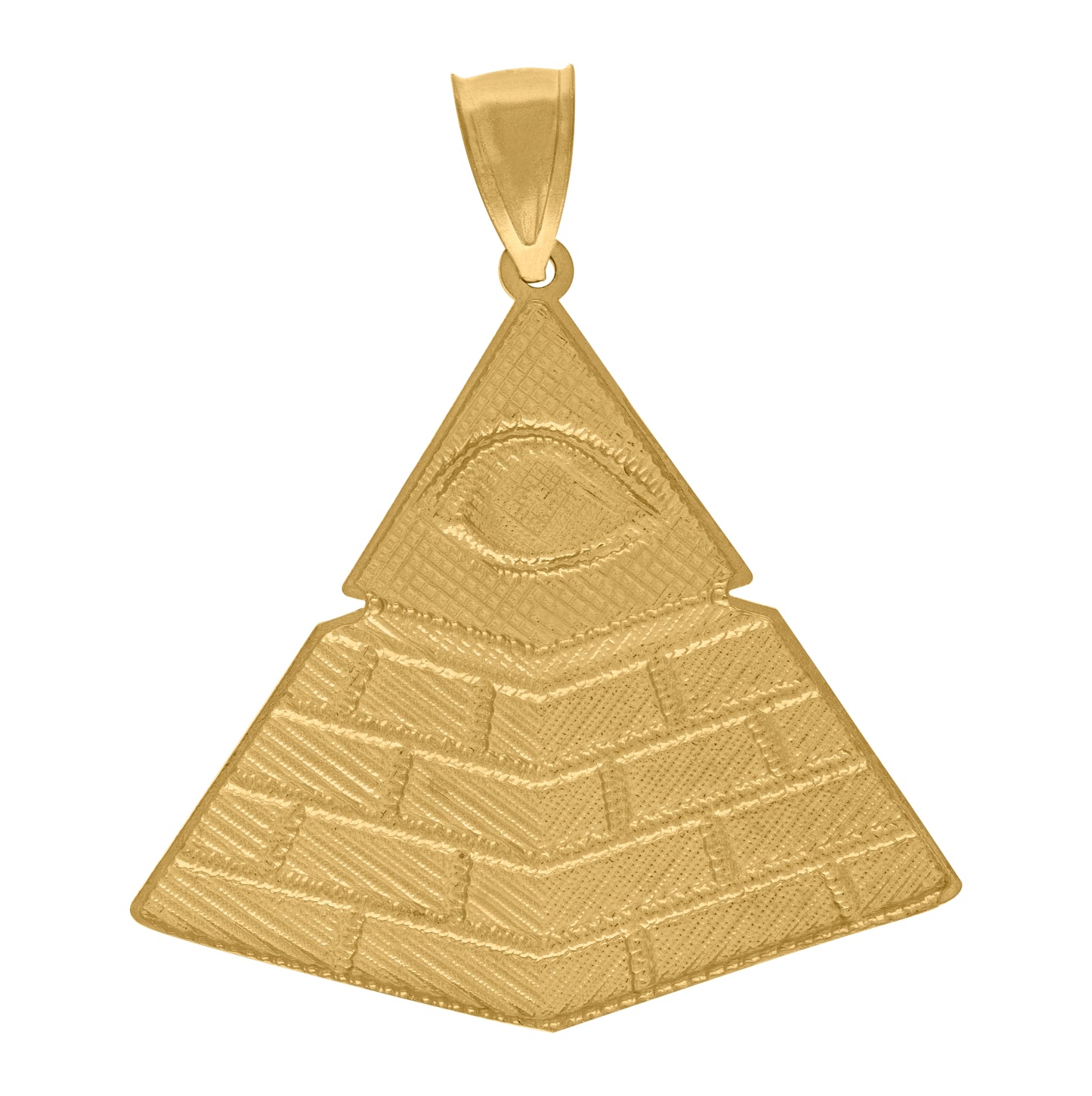 10K Gold Two-Tone Diamond-Cut Mens Pyramid Eye Religious Charm Pendant
