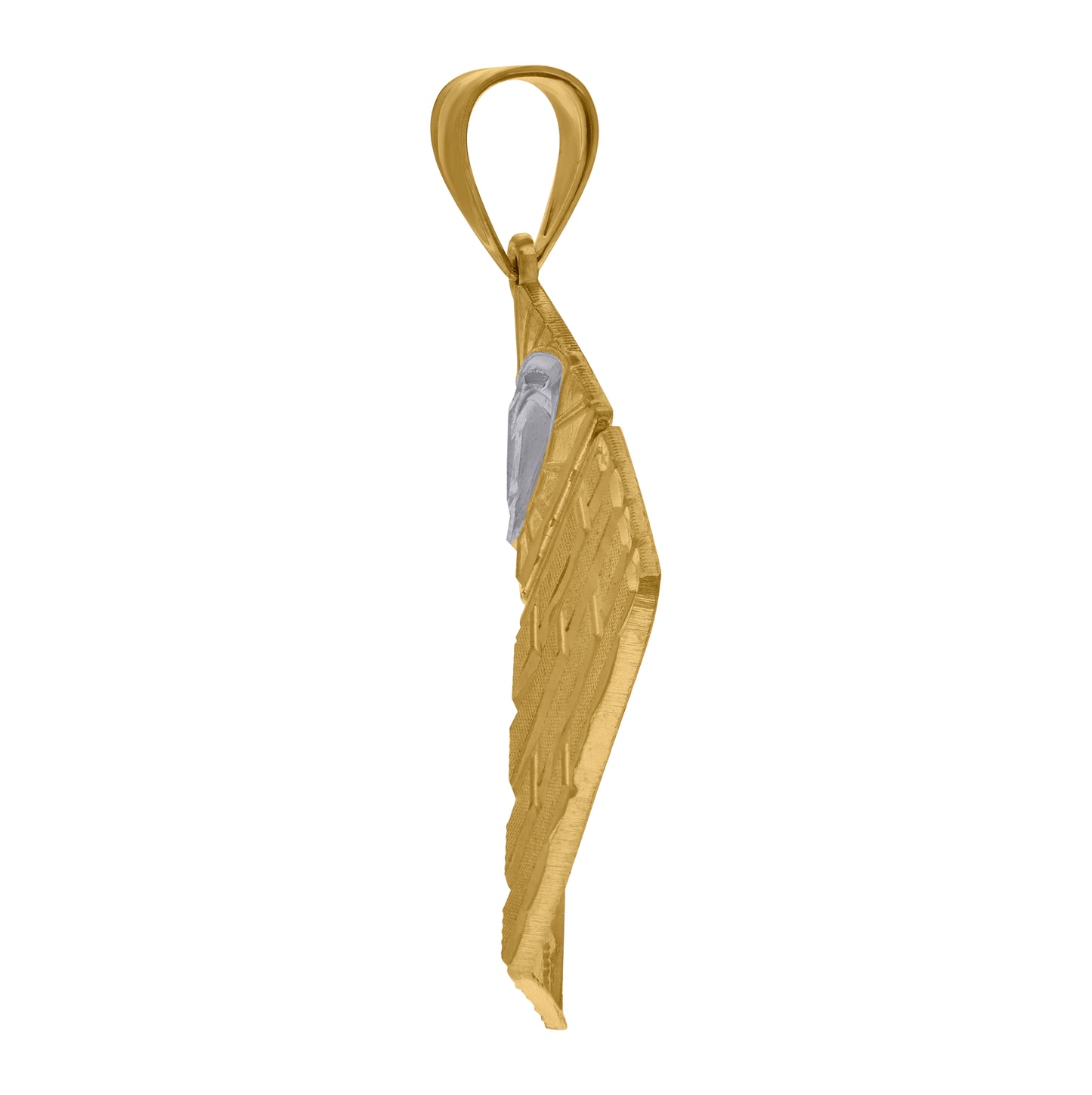 10K Gold Two-Tone Diamond-Cut Mens Pyramid Eye Religious Charm Pendant