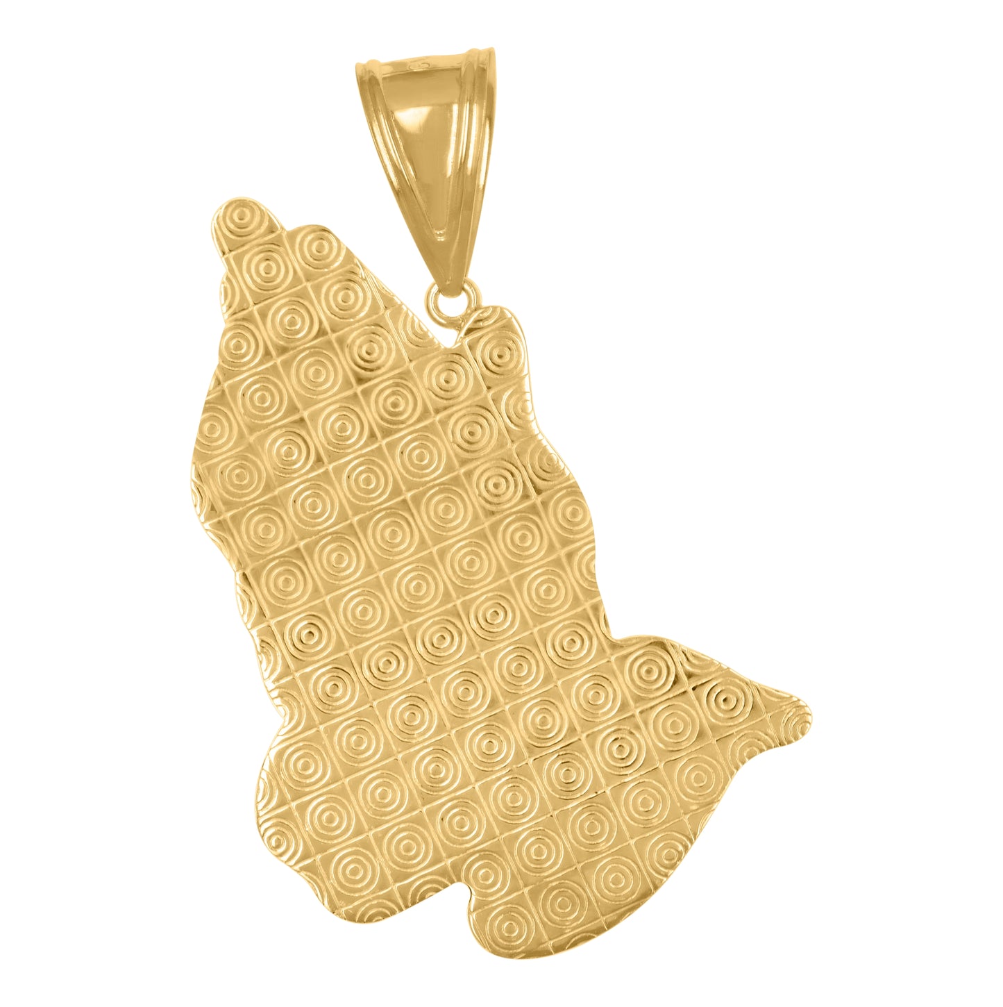 10K Gold Two-Tone Diamond-Cut Mens Praying Hands Religious Charm Pendant