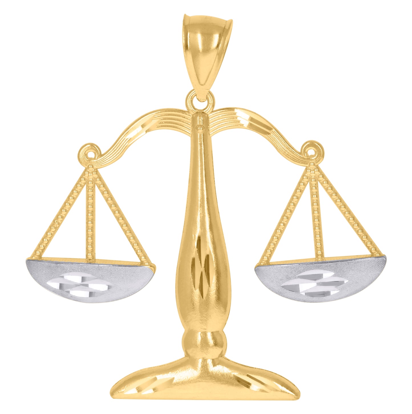 10K Two-Tone Gold Mens Zodiac Sign Libra Charm Pendant