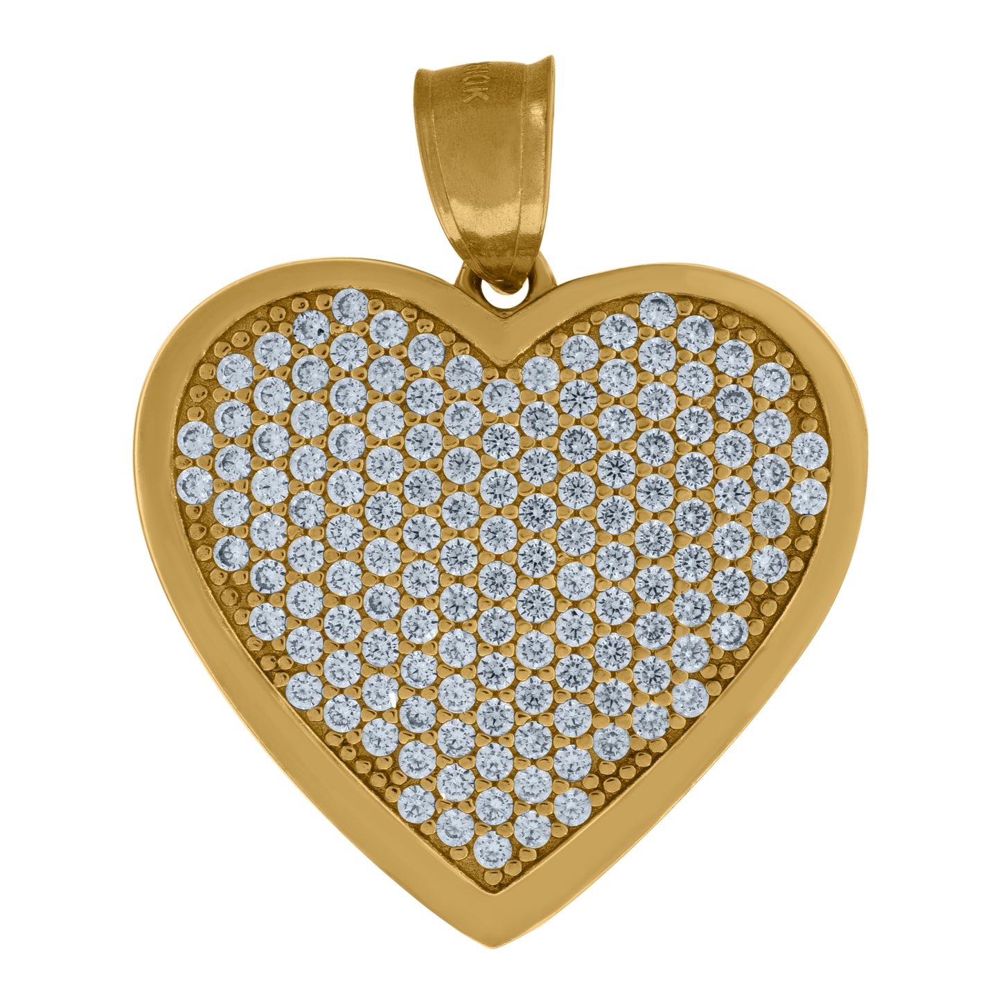 10K Yellow Gold Unisex Cubic Zirconia Heart Love & Heart Charm Pendant