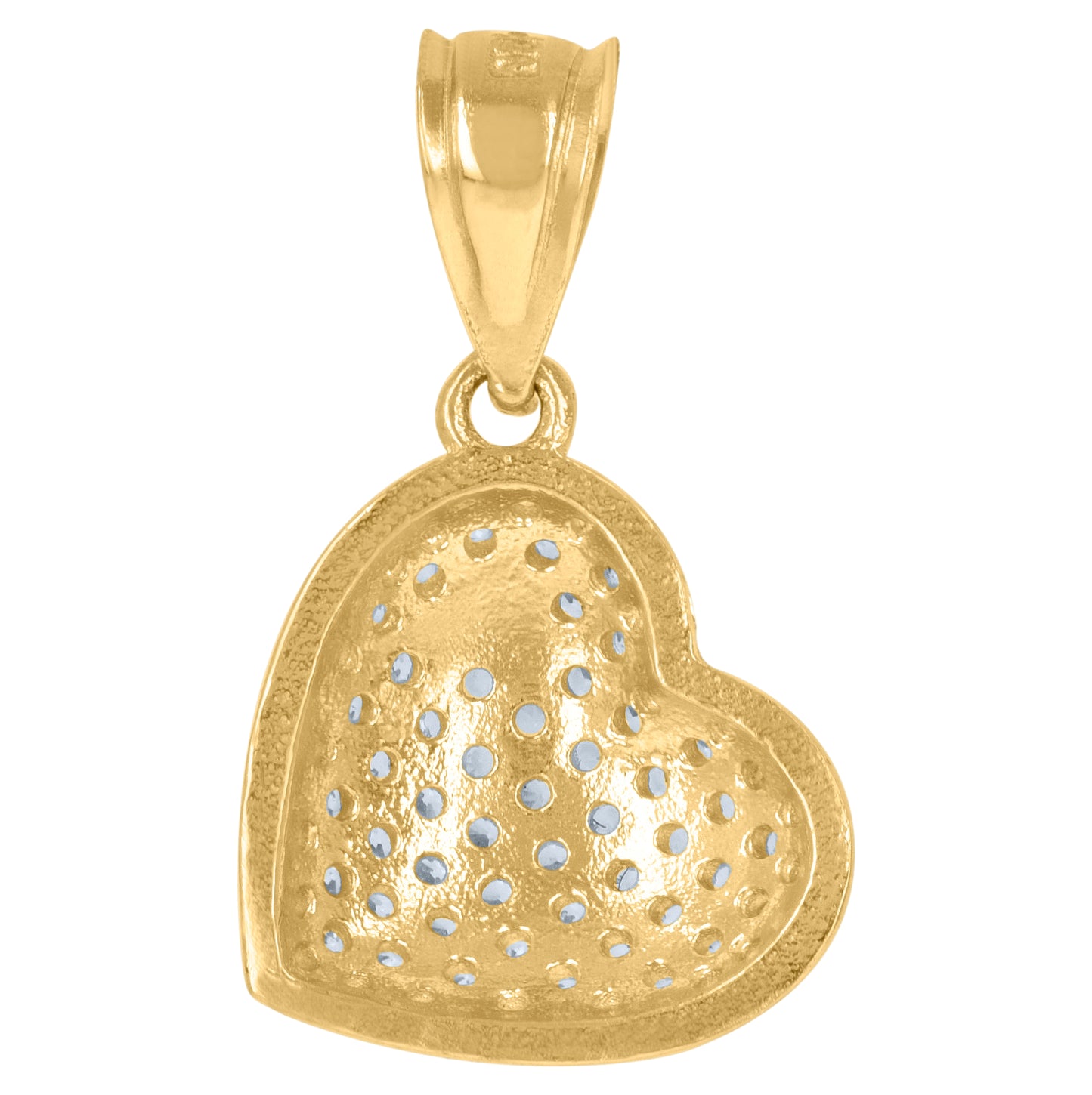 10K Yellow Gold Cubic-Zirconia Womens Heart Charm Pendant