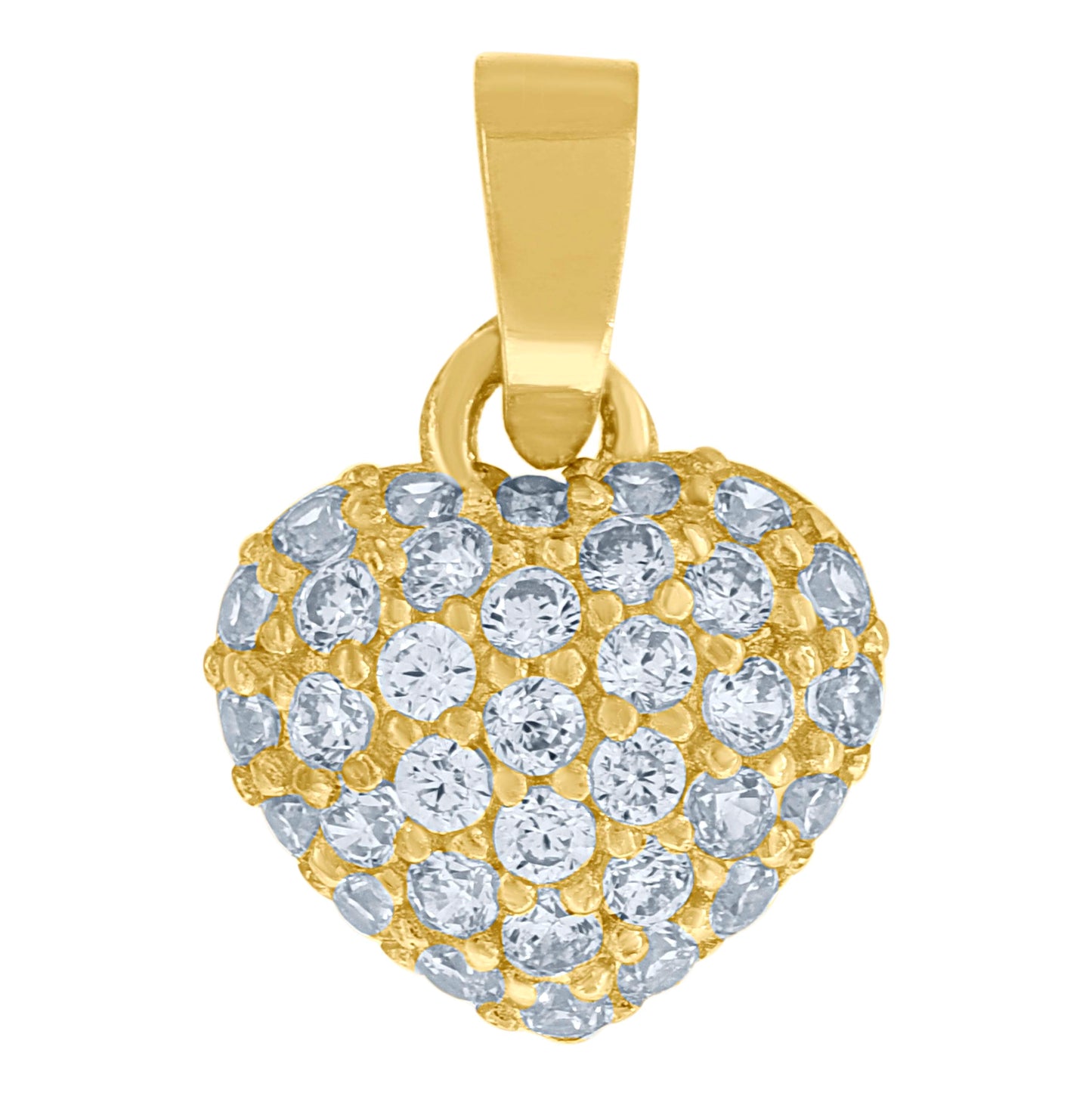 10K Yellow Gold Cubic-Zirconia Womens Heart Charm Pendant