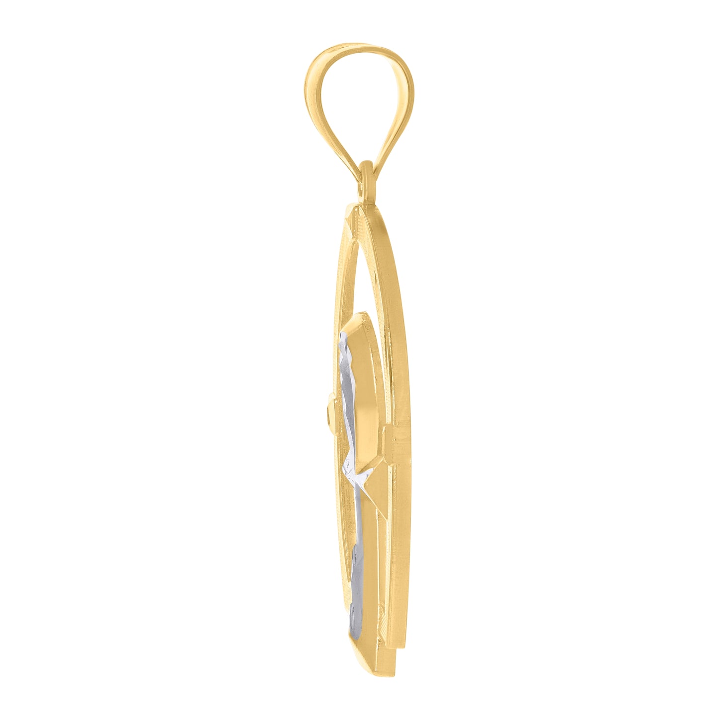 10K Two-Tone Gold Mens Women Diamond-Cut Ankh Cross Religious Charm Pendant