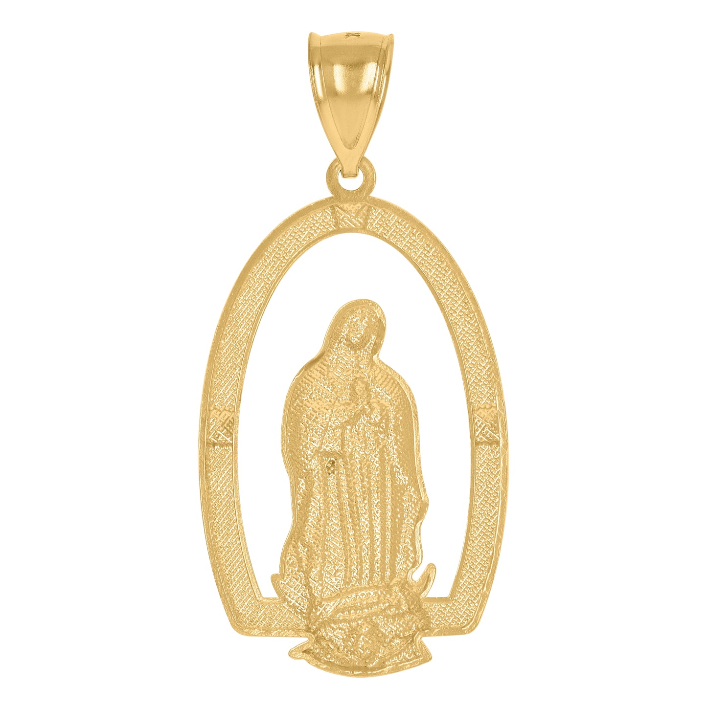 10K Two-Tone Gold Unisex Religious Guadalupe Charm Pendant