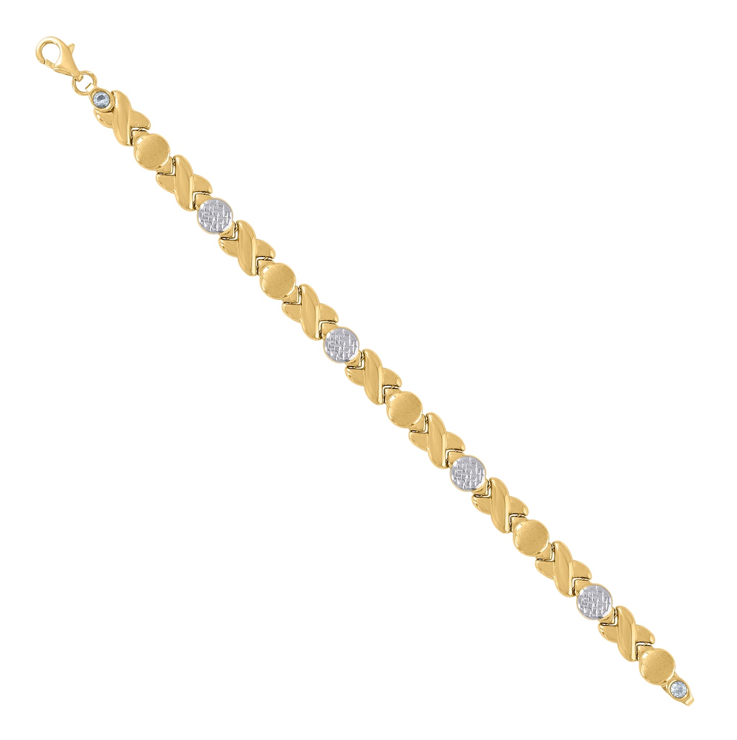 10K Two-tone Gold Womens 7" Stampato Bracelet