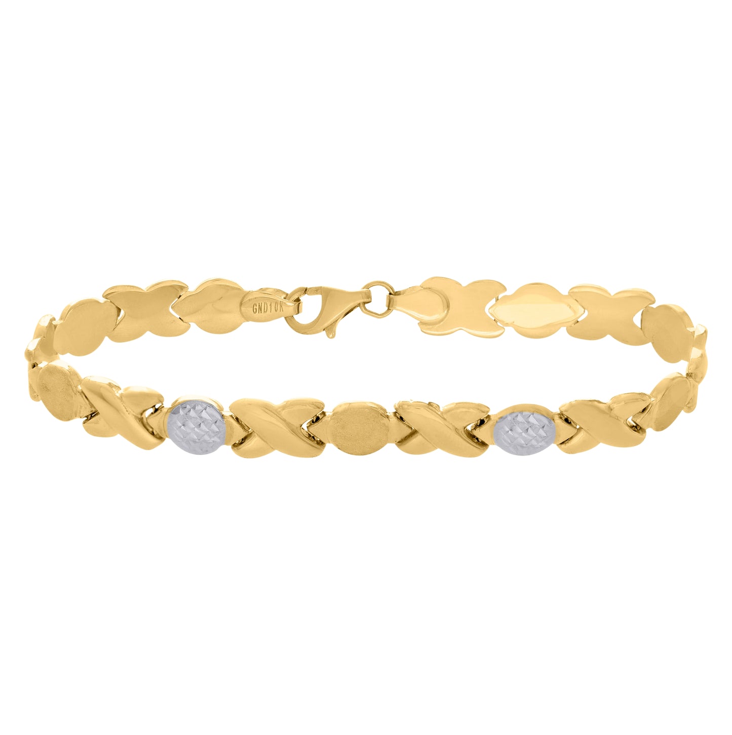 10K Two-tone Gold Womens 7" Stampato Bracelet