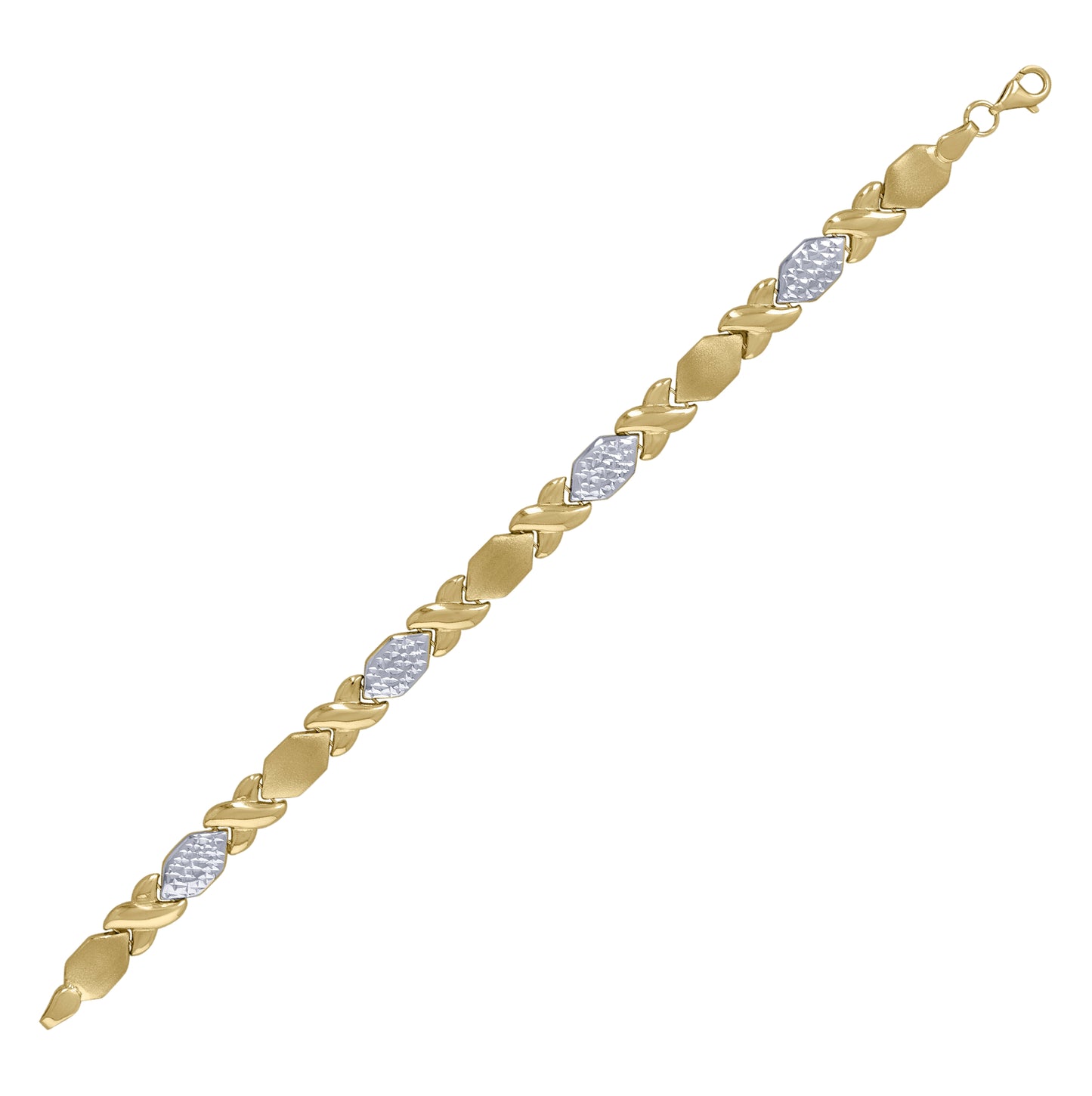 10K Two-tone Gold Womens Stampato Bracelet Size 7 Inches