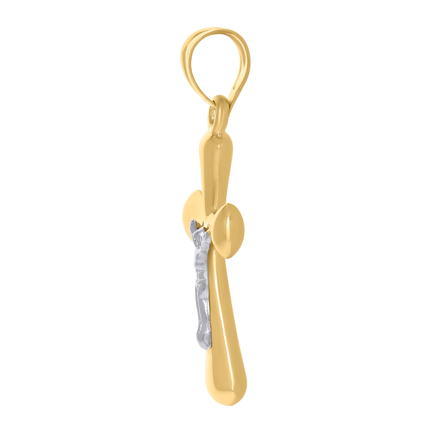 10K Two-Tone Gold Unisex Crucifix Cross Religious Charm Pendant