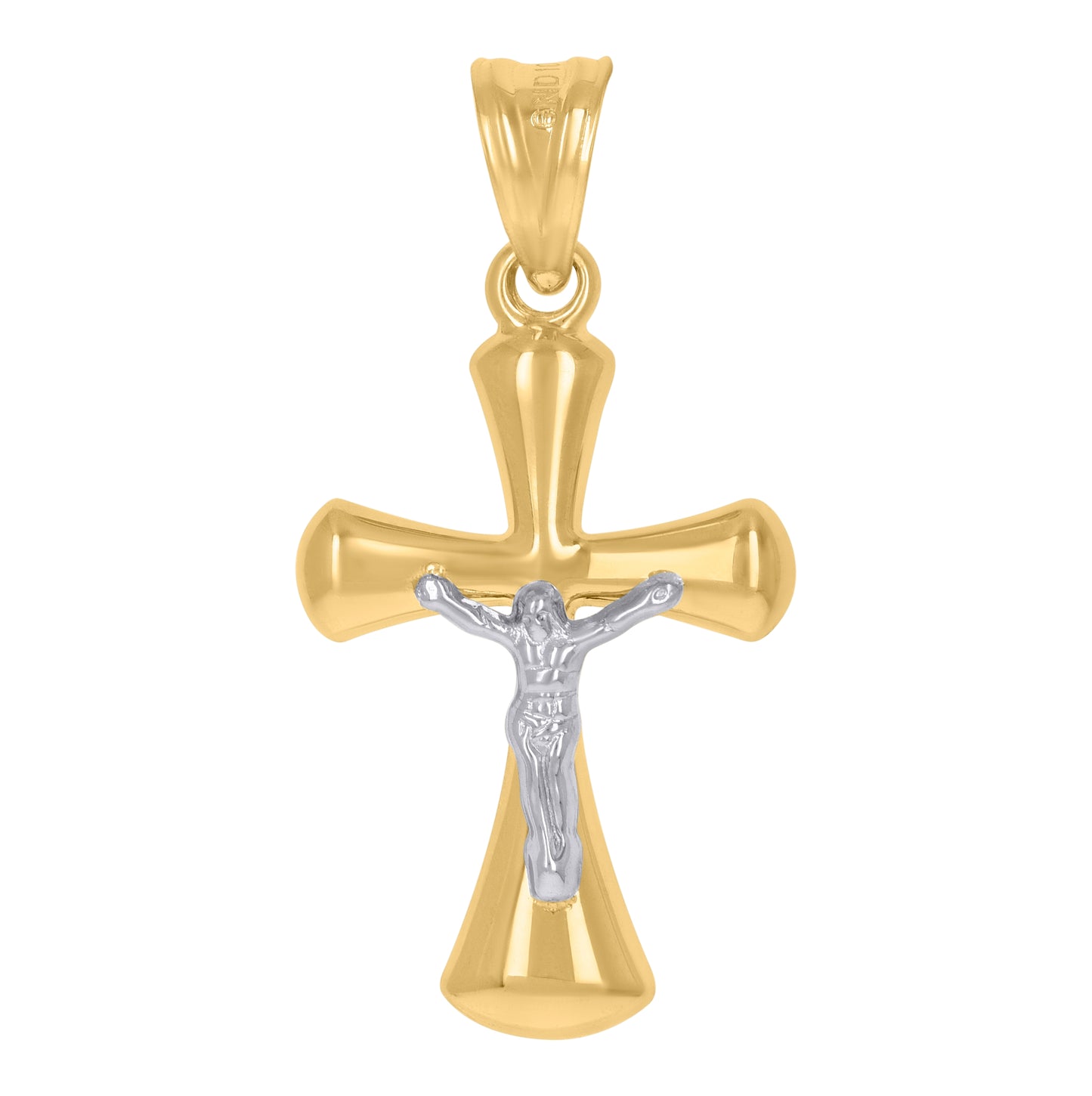 10K Two-Tone Gold Unisex Crucifix Cross Religious Charm Pendant