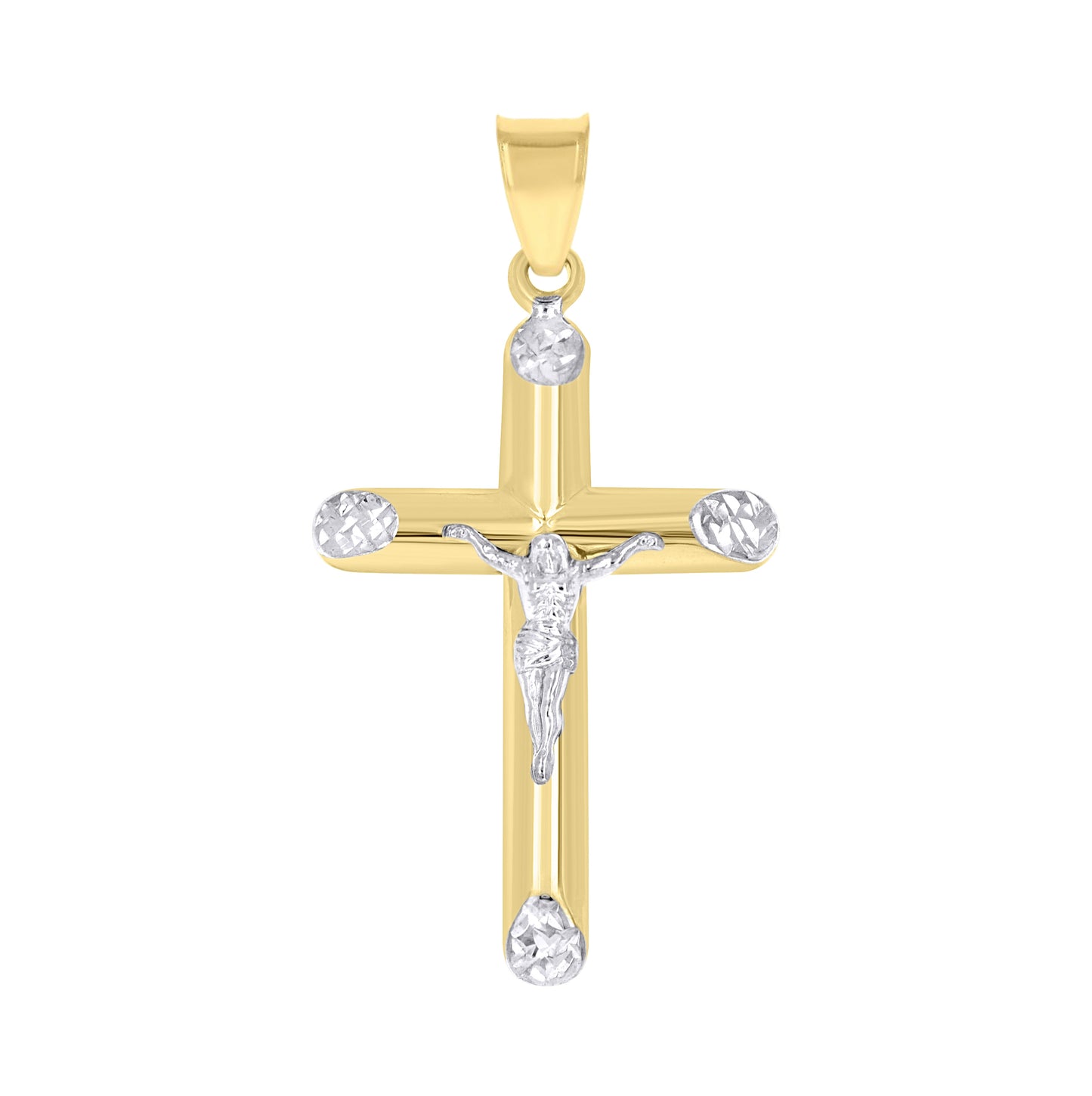 10K Two-Tone Gold Unisex Inri Crucifix Cross Religious Charm Pendant