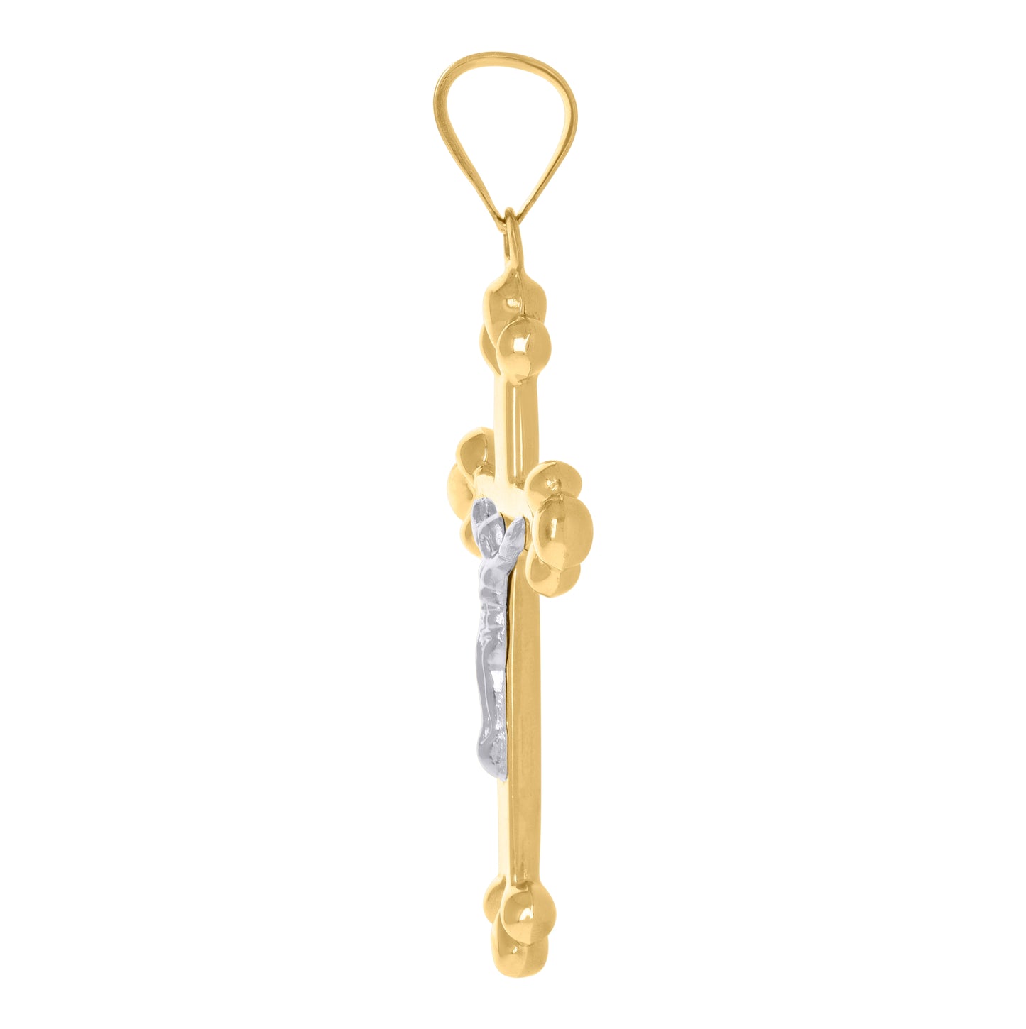 10K Gold Two-Tone Mens Cross Crucifix Religious Charm Pendant