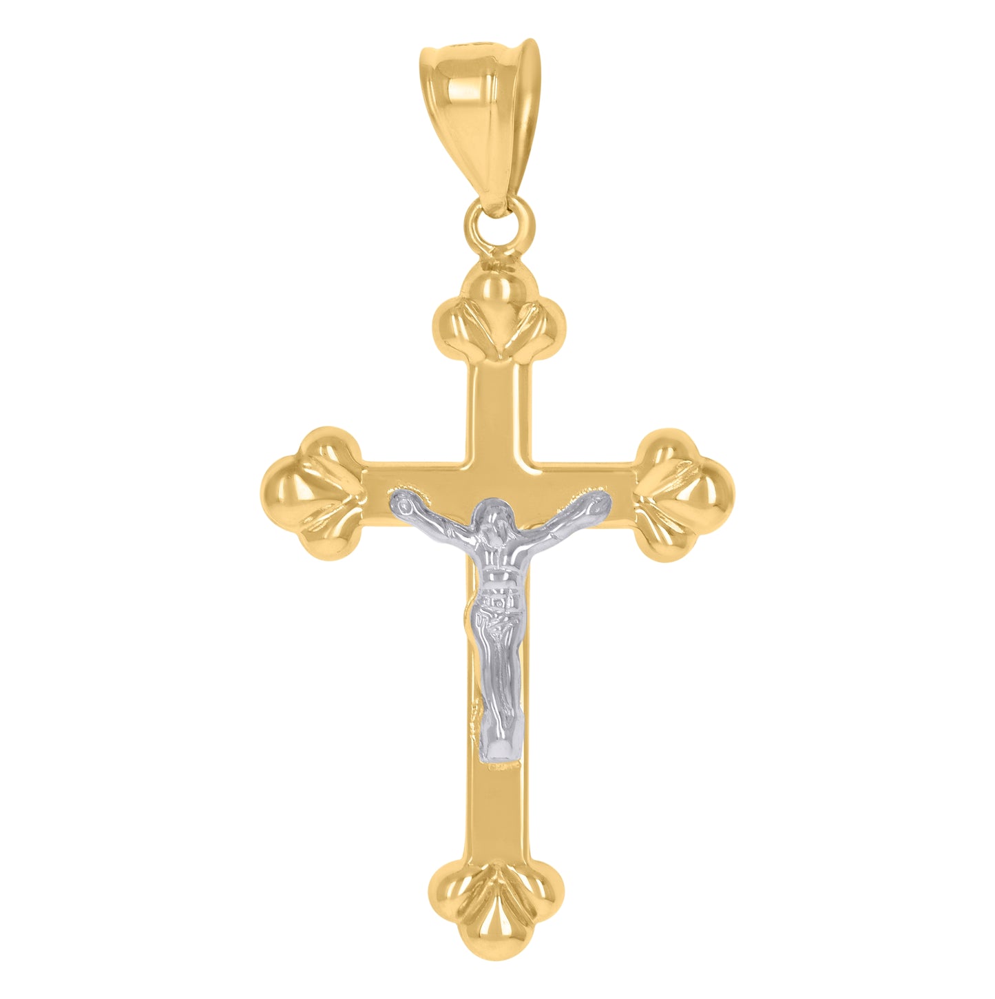 10K Gold Two-Tone Mens Cross Crucifix Religious Charm Pendant