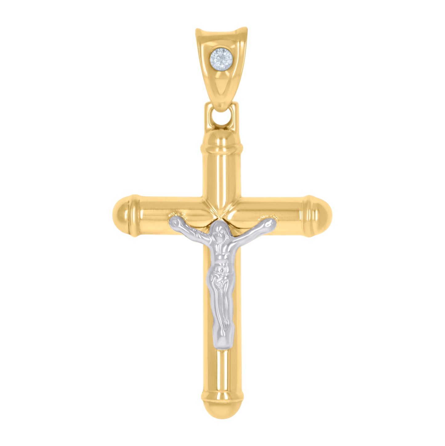10K Two-Tone Gold Unisex Inri Crucifix Cross Religious Charm Pendant