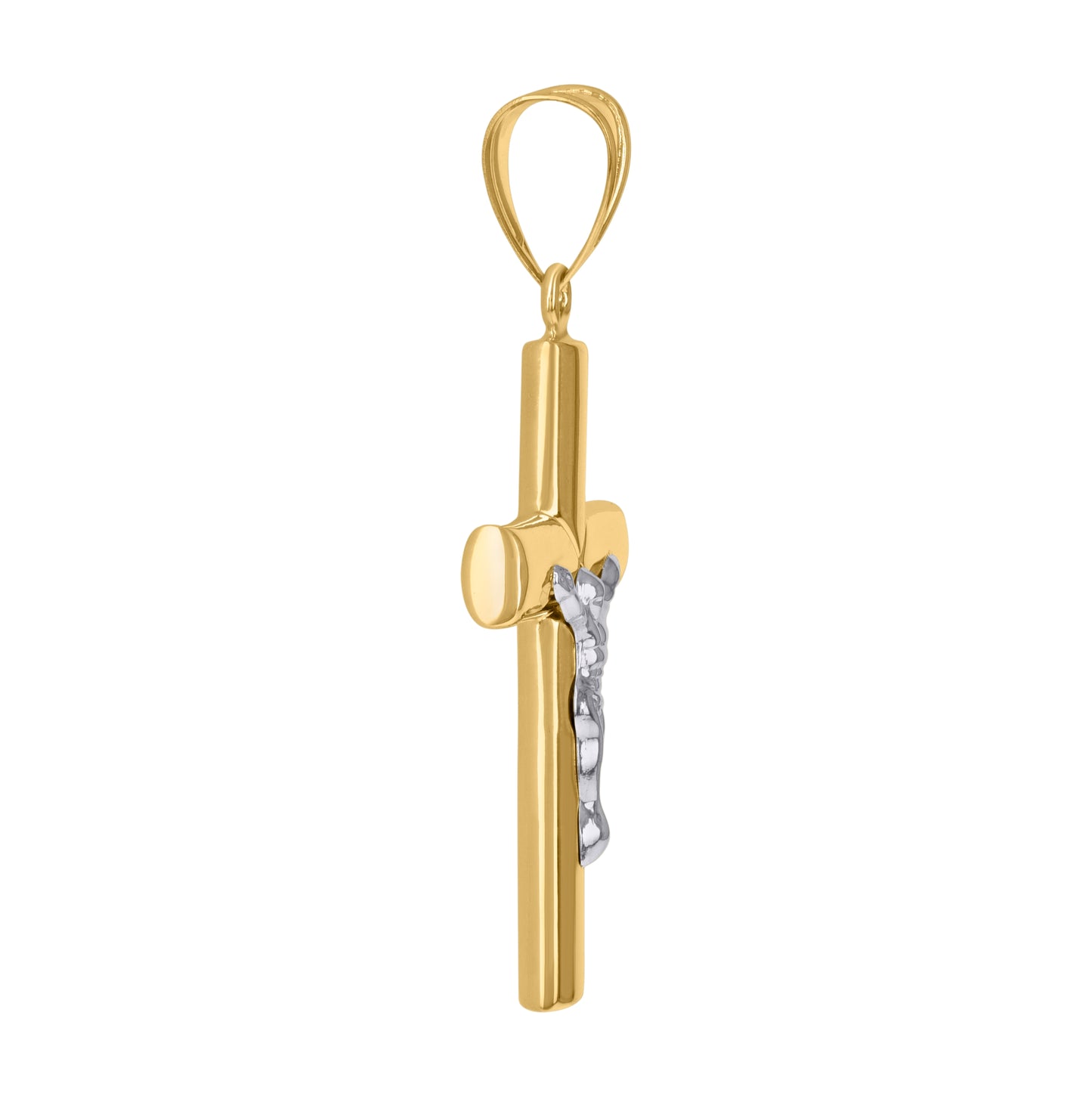 10K Two-Tone Gold Unisex Inri Crucifix Cross Religious Charm Pendant