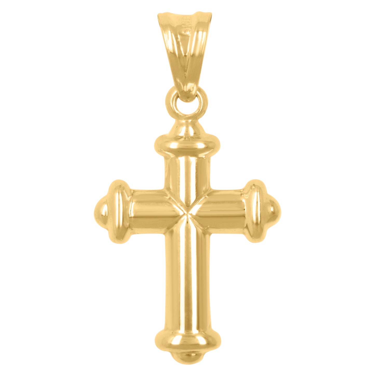 10K Gold Two-Tone Diamond-Cut Unisex Cross Religious Charm Pendant
