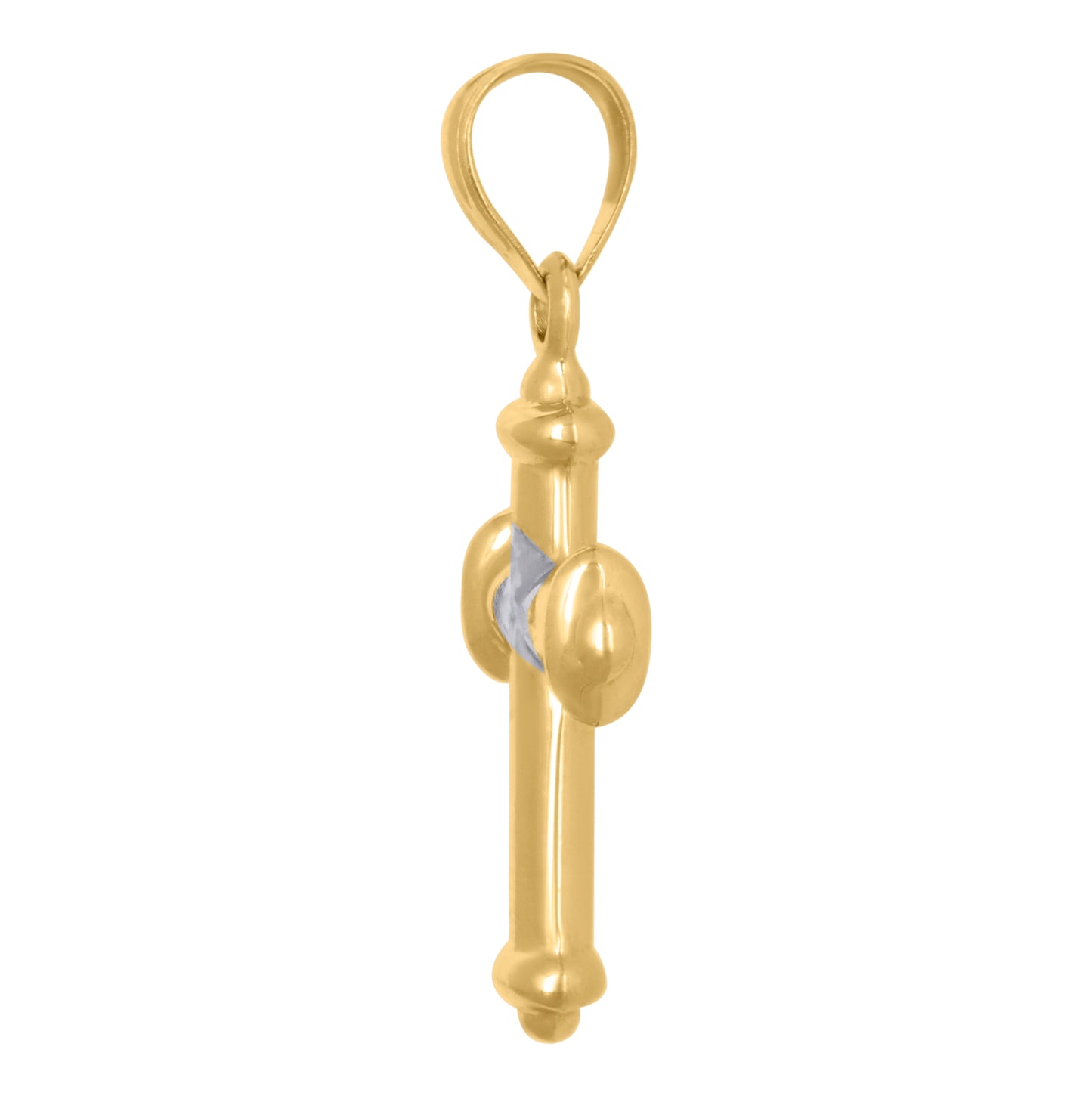 10K Gold Two-Tone Diamond-Cut Unisex Cross Religious Charm Pendant