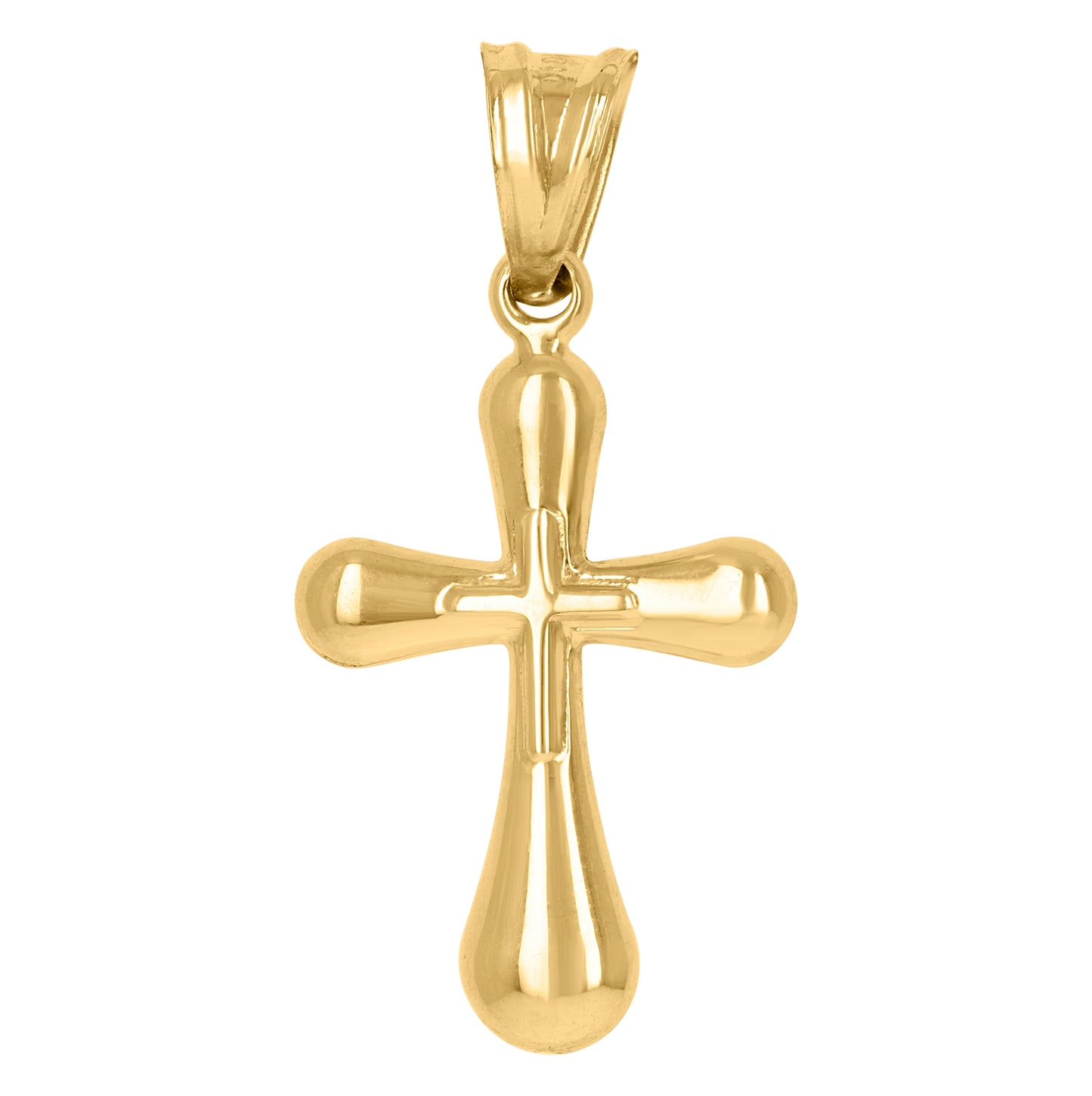 10K Two-Tone Gold Unisex Textured Cross Religious Charm Pendant