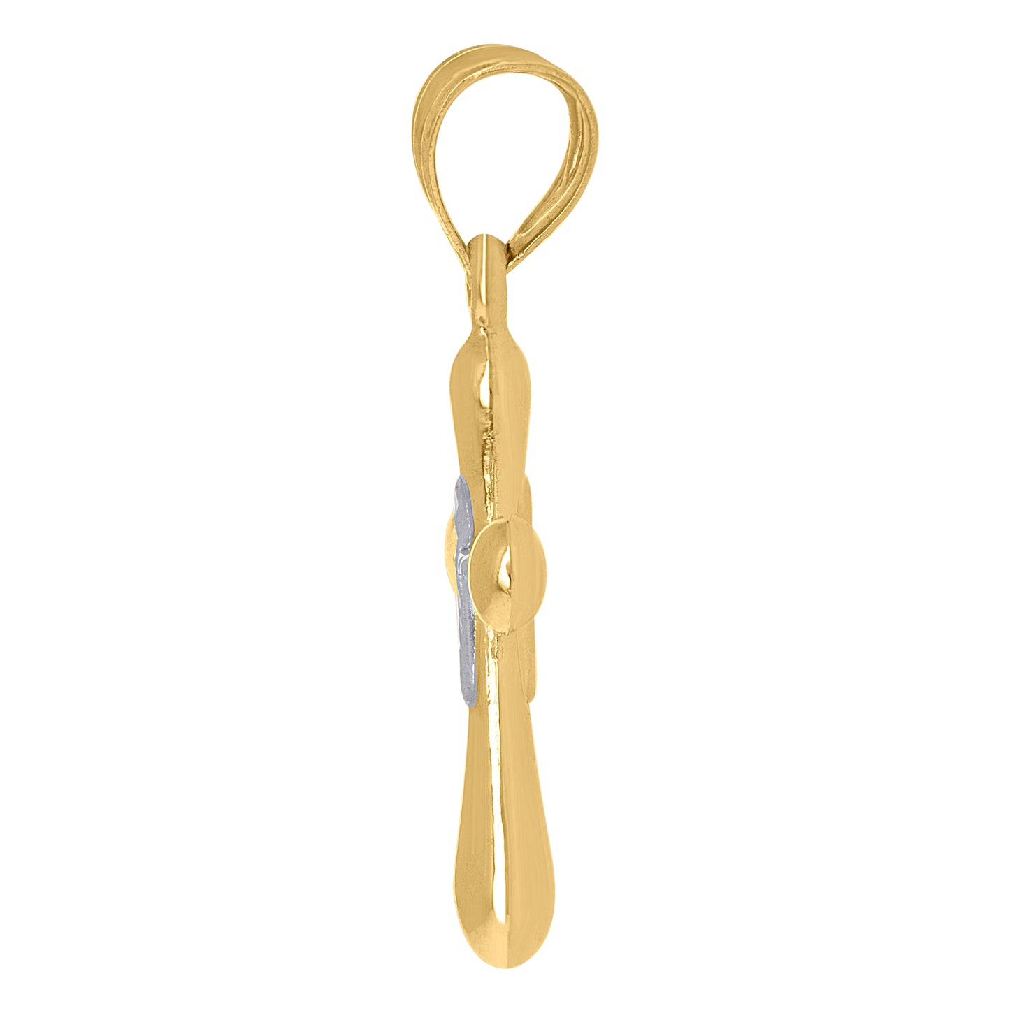 10K Two-Tone Gold Unisex Textured Cross Religious Charm Pendant