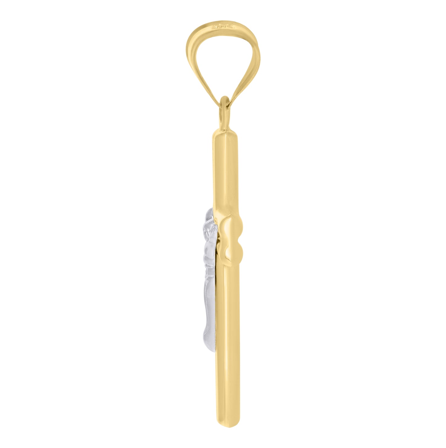 10K Gold Two-Tone Mens Cross Crucifix Religious Charm Pendant