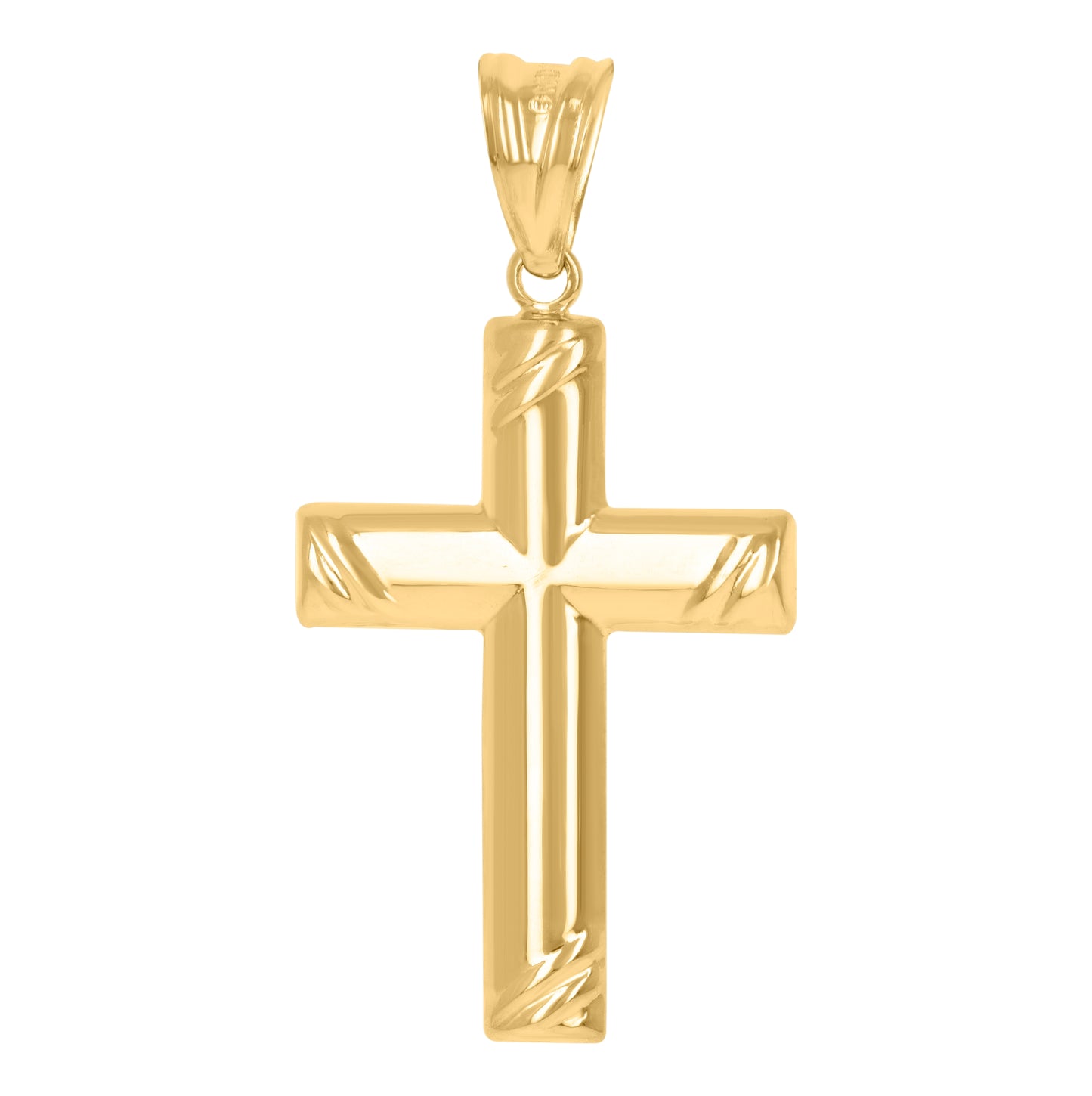 10K Two-Tone Gold Unisex Textured Cross Religious Charm Pendant