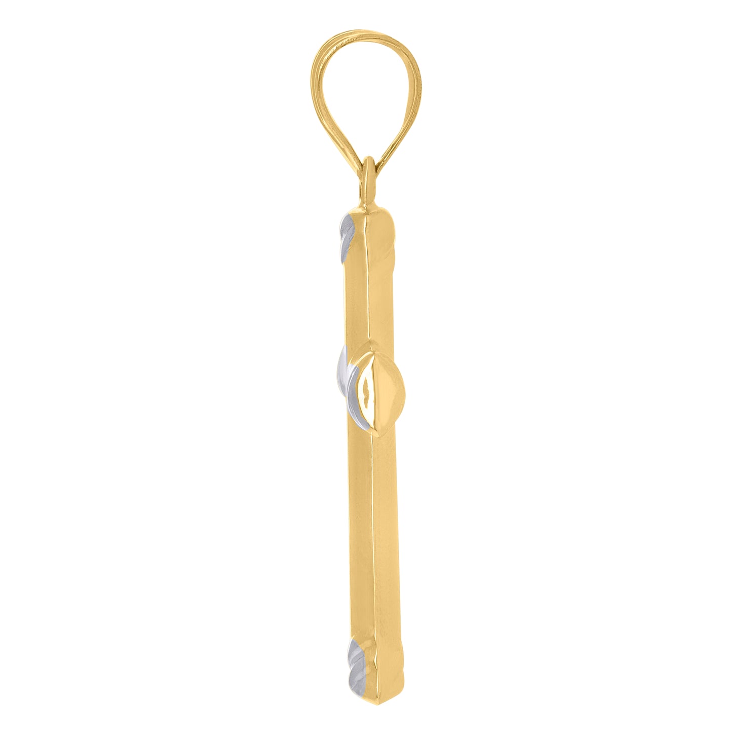 10K Two-Tone Gold Unisex Textured Cross Religious Charm Pendant