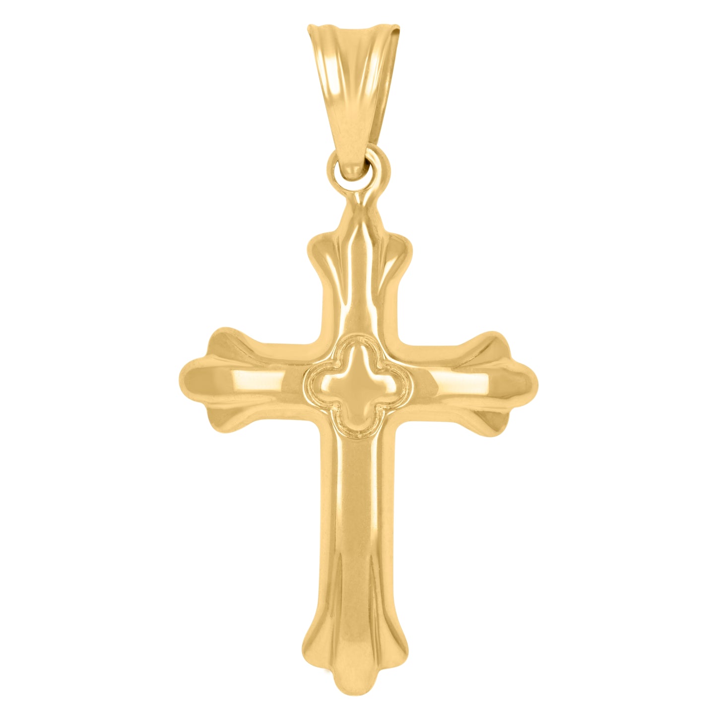 10K Two-Tone Gold Unisex Textured Cross Religious Charm Pendant