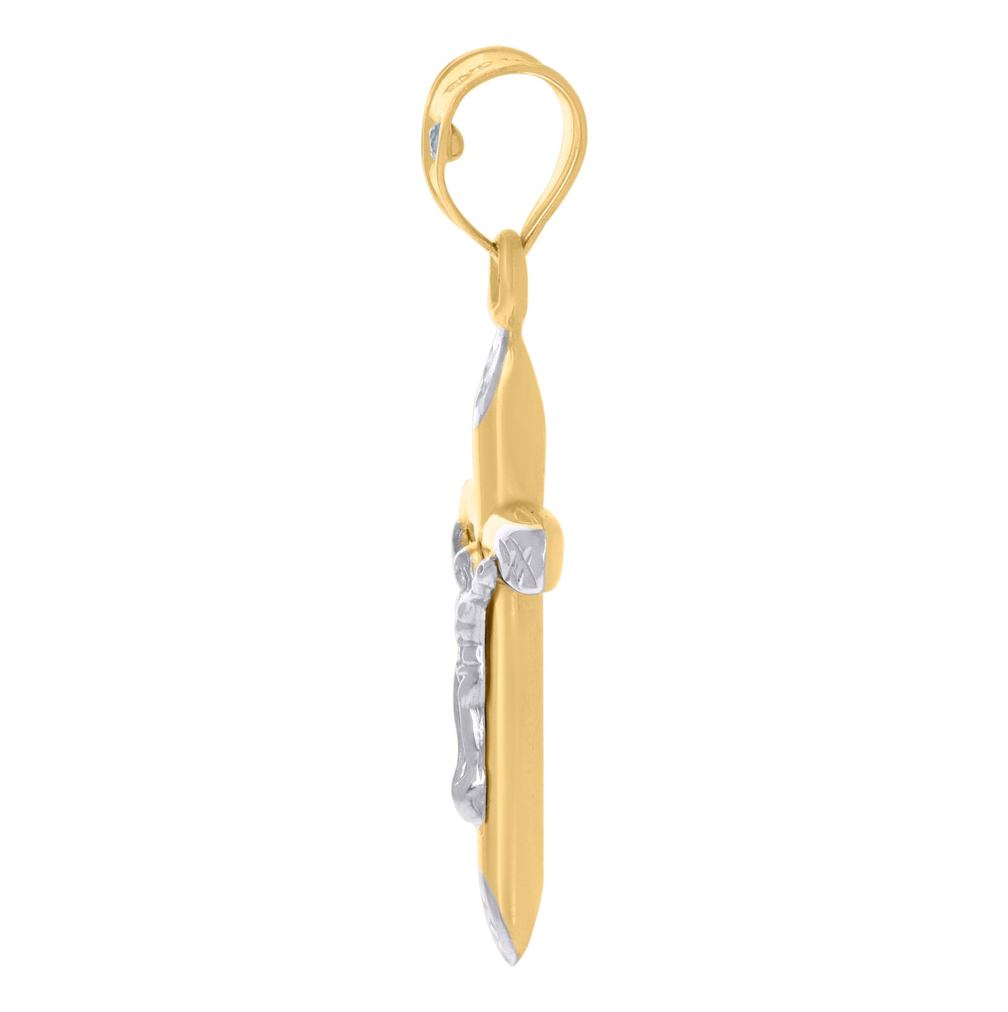 10K Two-Tone Gold Unisex Crucifix Cross Religious Charm Pendant