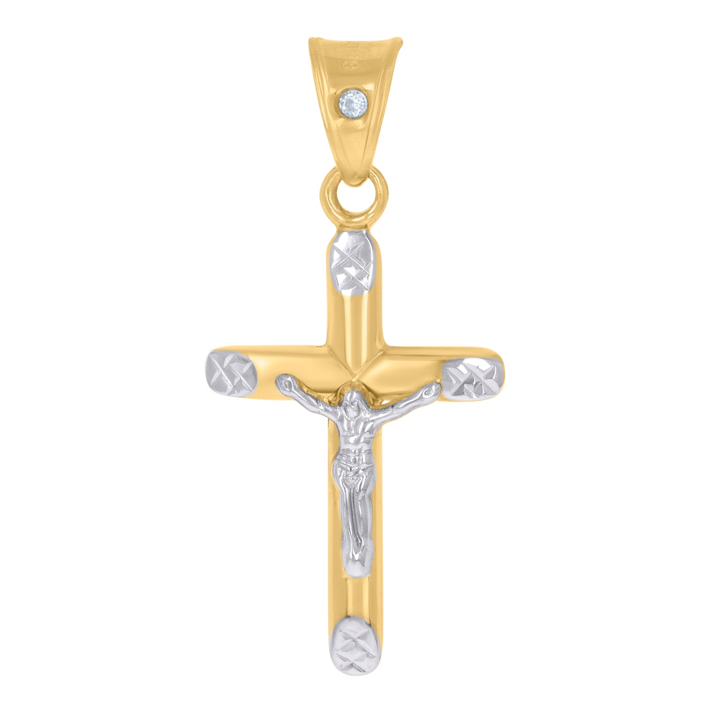 10K Two-Tone Gold Unisex Crucifix Cross Religious Charm Pendant