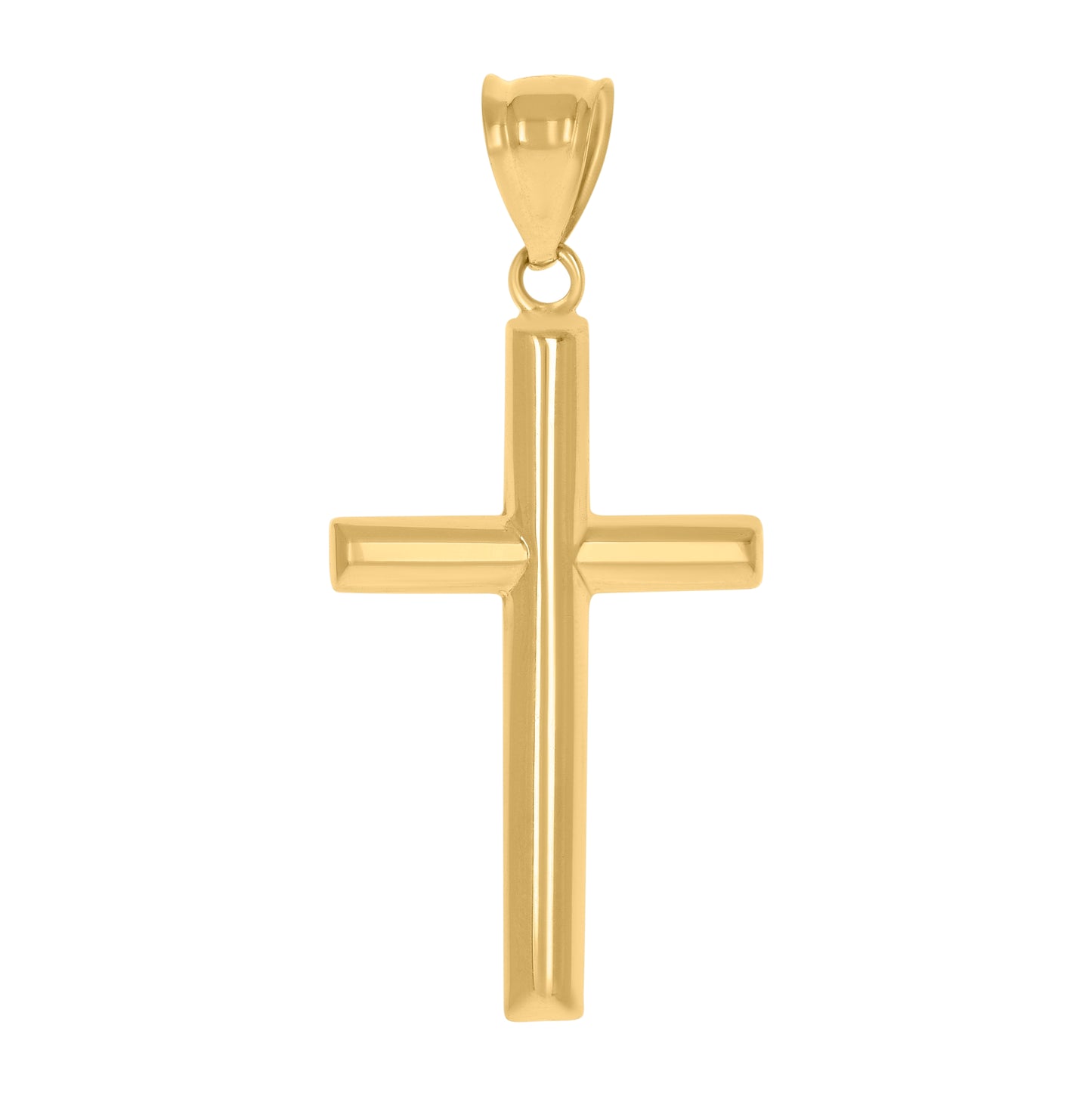 10K Two-Tone Gold Unisex Textured Cross Religious Charm Pendant