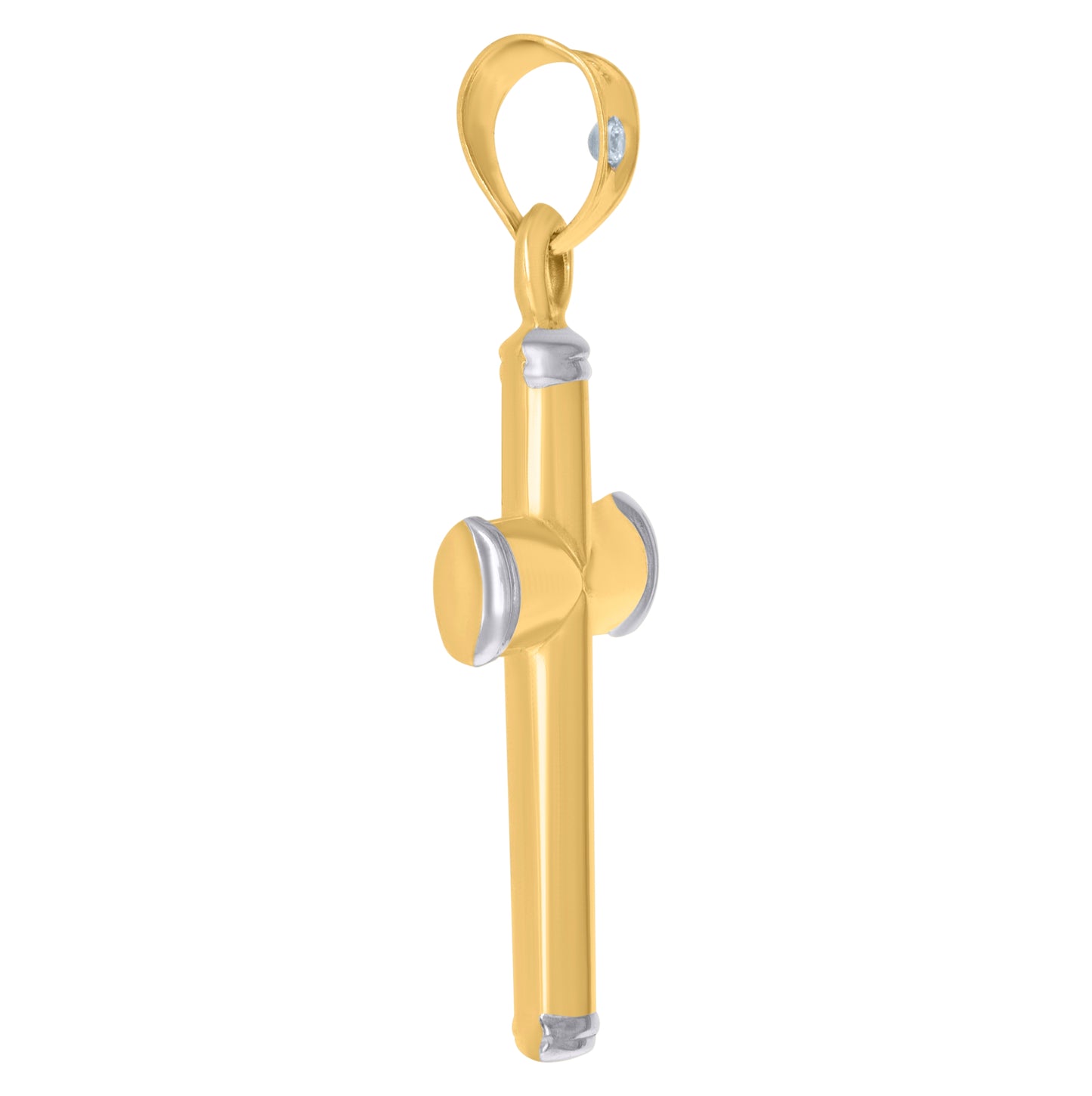 10K Two-Tone Gold Unisex Cross Religious Charm Pendant