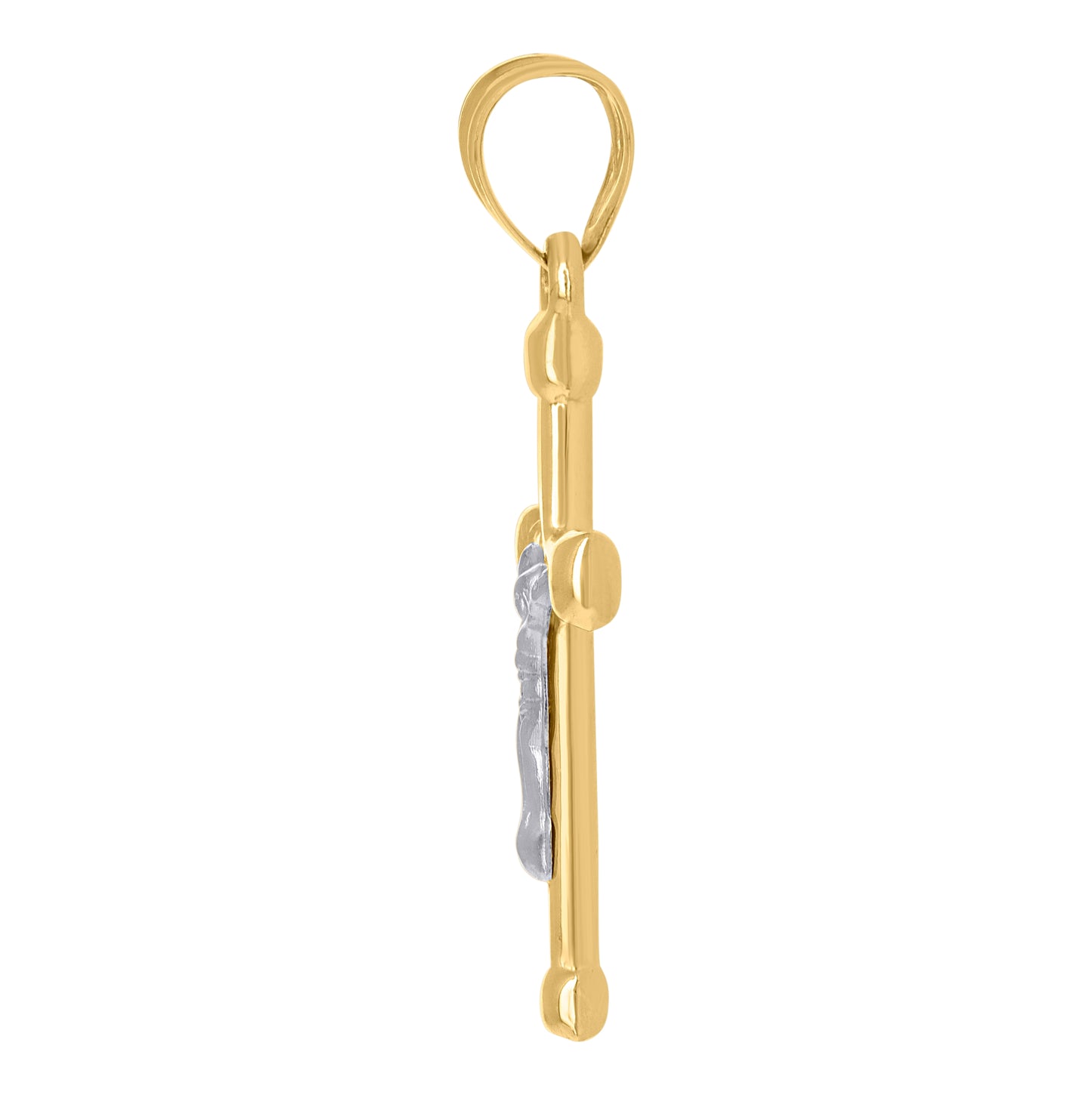10K Gold Two-Tone Mens Cross Crucifix Religious Charm Pendant