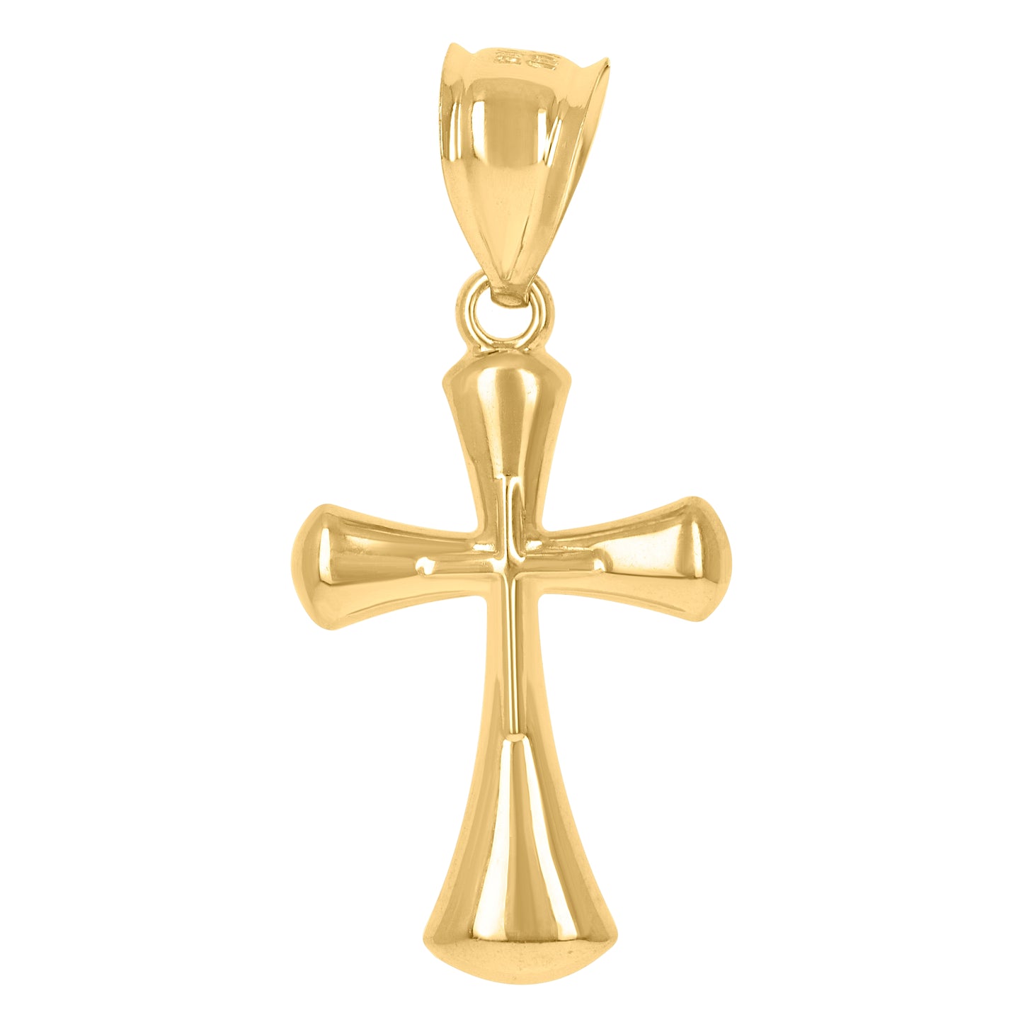 10K Gold Two-Tone Diamond-Cut Mens Cross Religious Charm Pendant