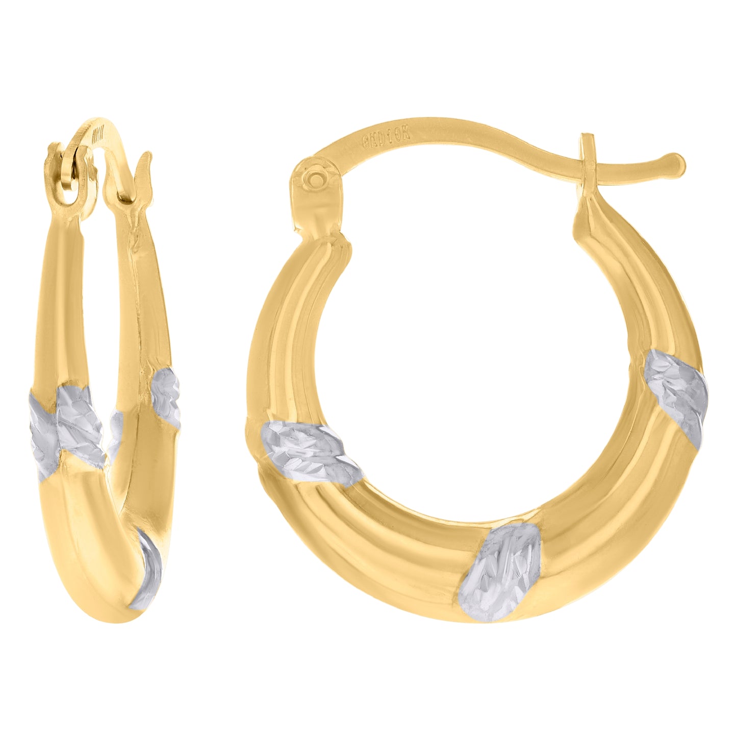 10K Two-Tone Gold Womens Twisted Hoop Earrings