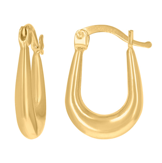 10K Yellow Gold Womens Shrimp Hinged Hoops Huggies