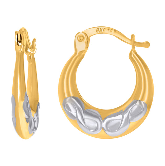 10K Two-Tone Gold Womens Infinity Love Symbol Hoop Earrings