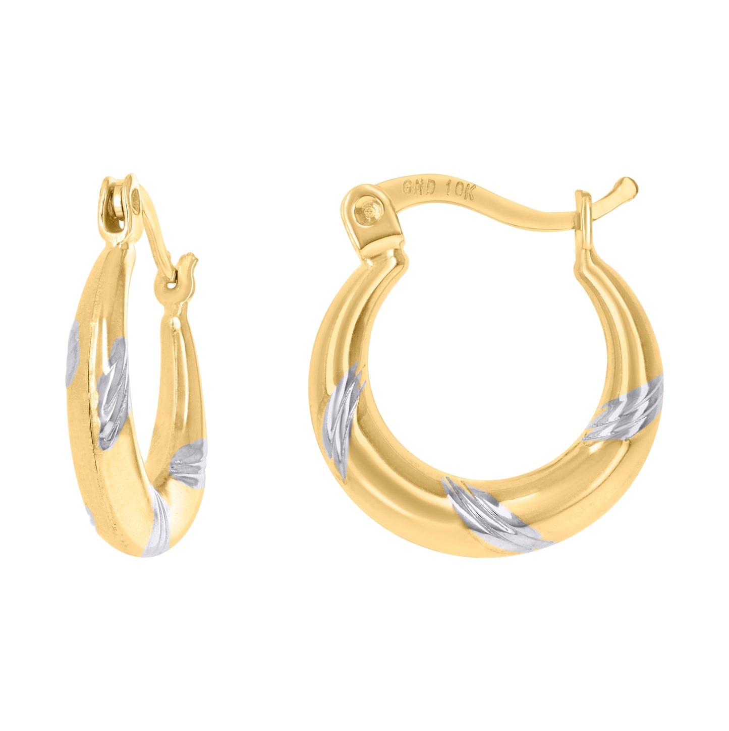 10K Two-Tone Gold Womens Twisted Hoop Earrings