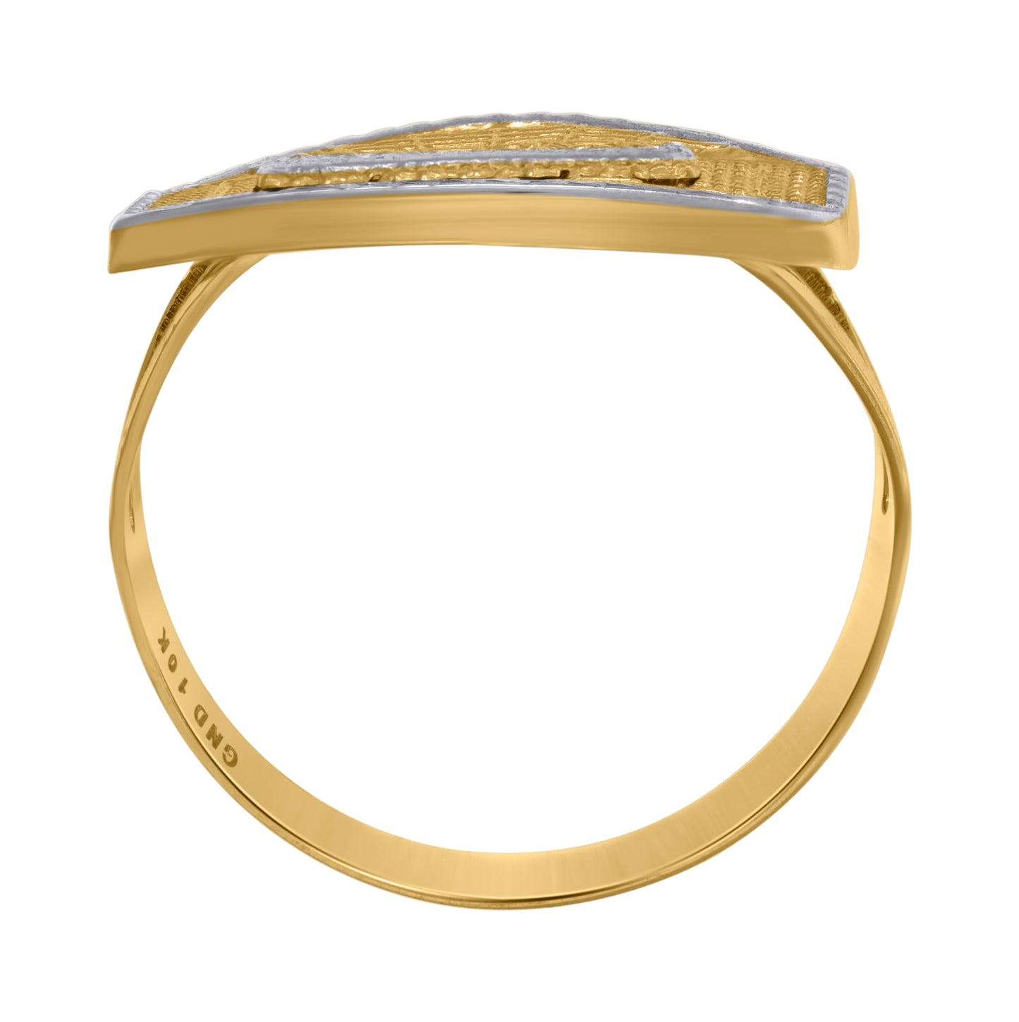 10K Two-Tone Gold Mens Diamond Cut Textured Last Supper Religious Ring