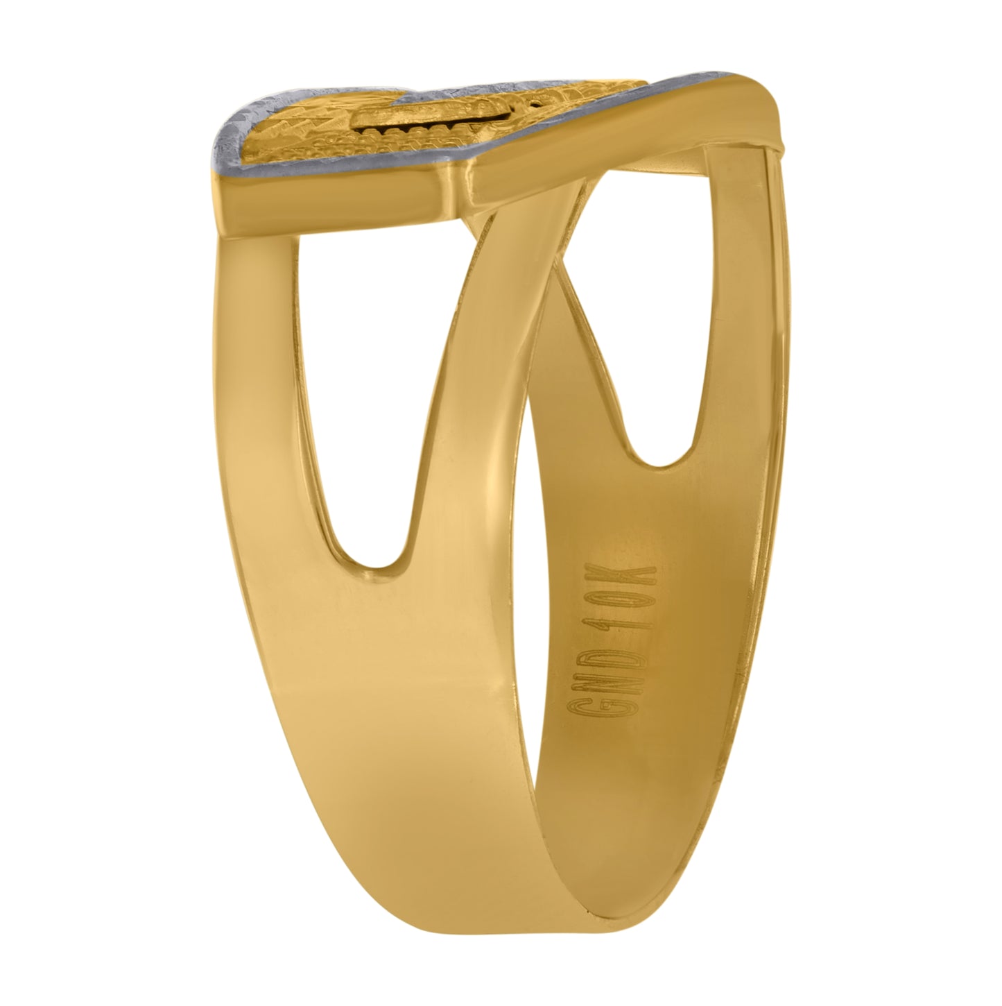 10K Two-Tone Gold Mens Diamond Cut Textured Last Supper Religious Ring