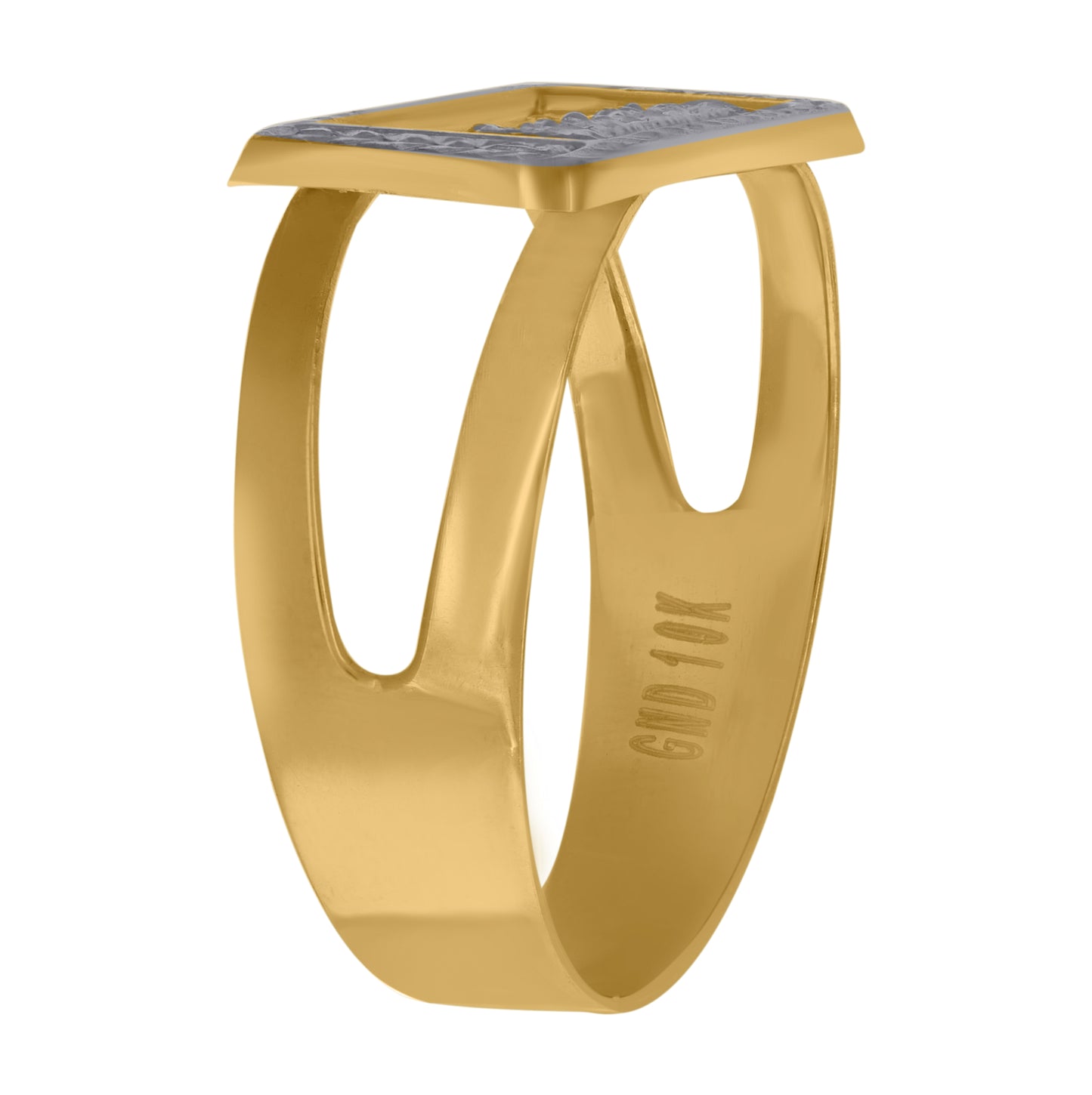 10K Two-Tone Gold Womens Supper Last Textured Religious Ring Size 7
