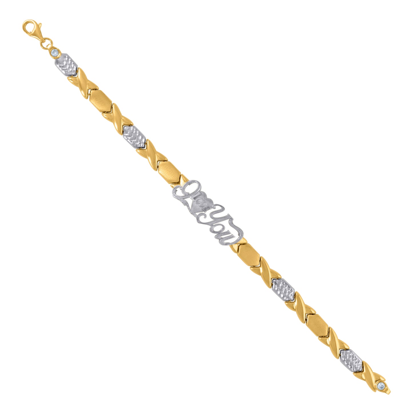 10K Two-tone Gold Womens Stampato I Love You Heart Bracelet