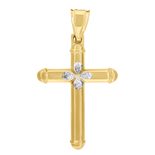 10K Two-Tone Gold Unisex Cross Religious Charm Pendant