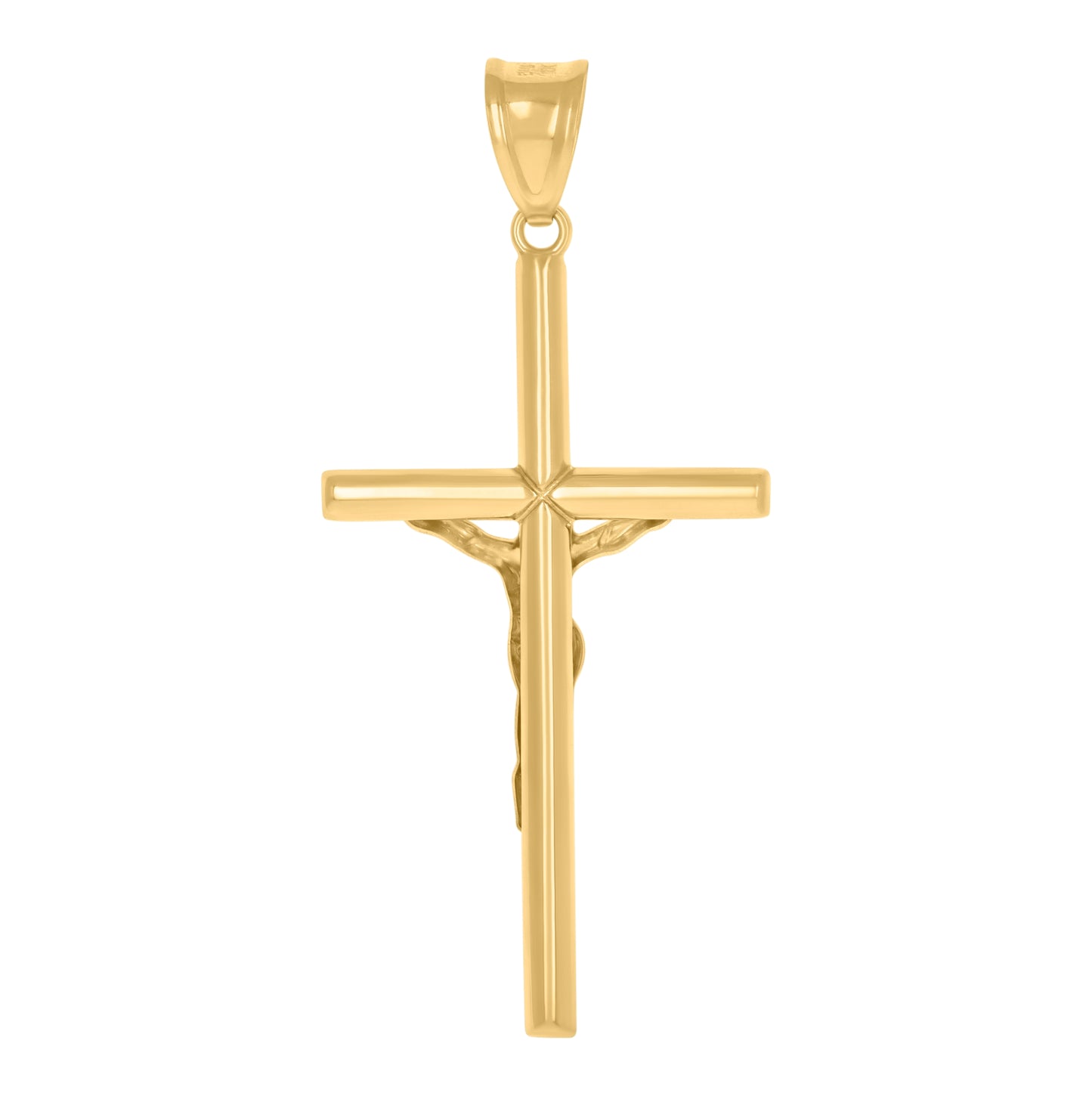 10K Gold Two-Tone Mens Cross Crucifix Religious Charm Pendant