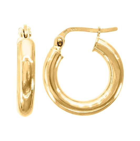 10K Yellow Gold Womens Polished Tube Hoop Earrings